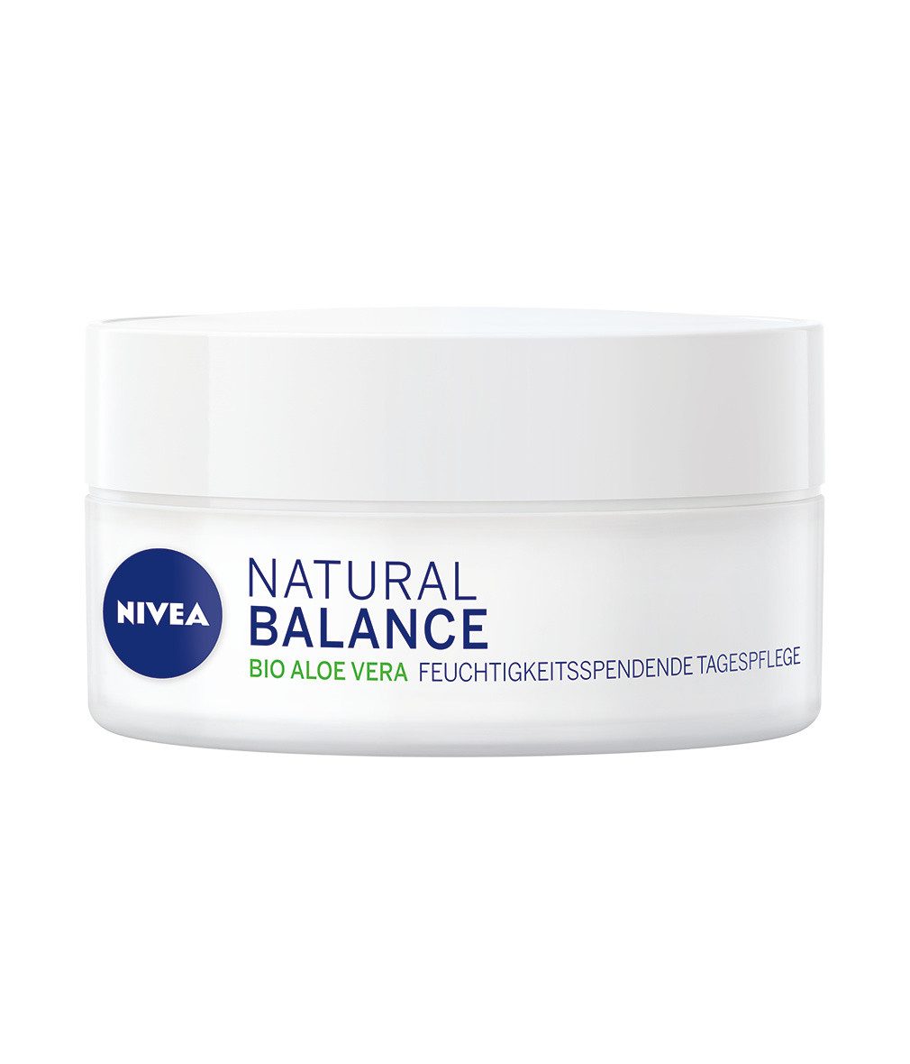 Nivea Tagescreme Natural Balance feuchtigkeitsspendend 24h Feuchtigkeit 2 x 50ml, 2-tlg., Aloe Vera, Jojobaöl, Mandelöl