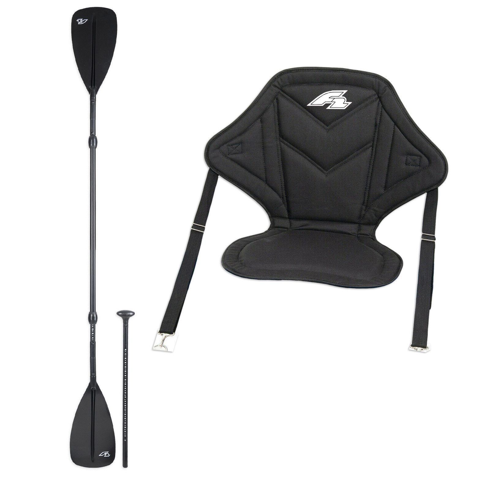 F2 F2 SUP Set aus Kajak Paddel Alu 4 teilig + bequemem Kajak Sitz 2024/25 SUP-Paddel