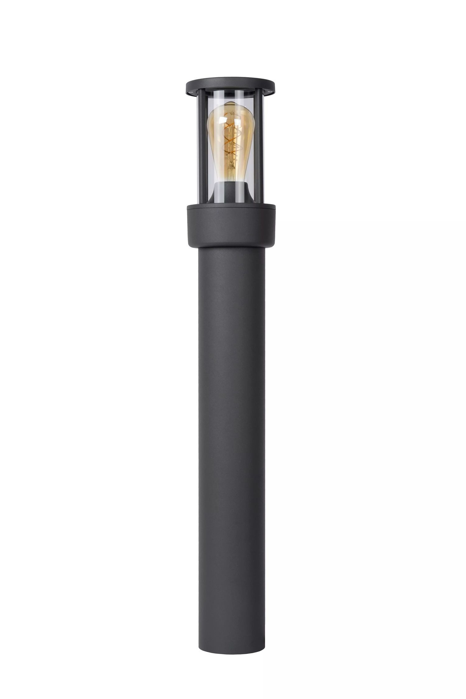 Licht-Erlebnisse Sockelleuchte ELVO, ohne Leuchtmittel, Aluminium Glas E27 IP44 80 cm Anthrazit rund Modern