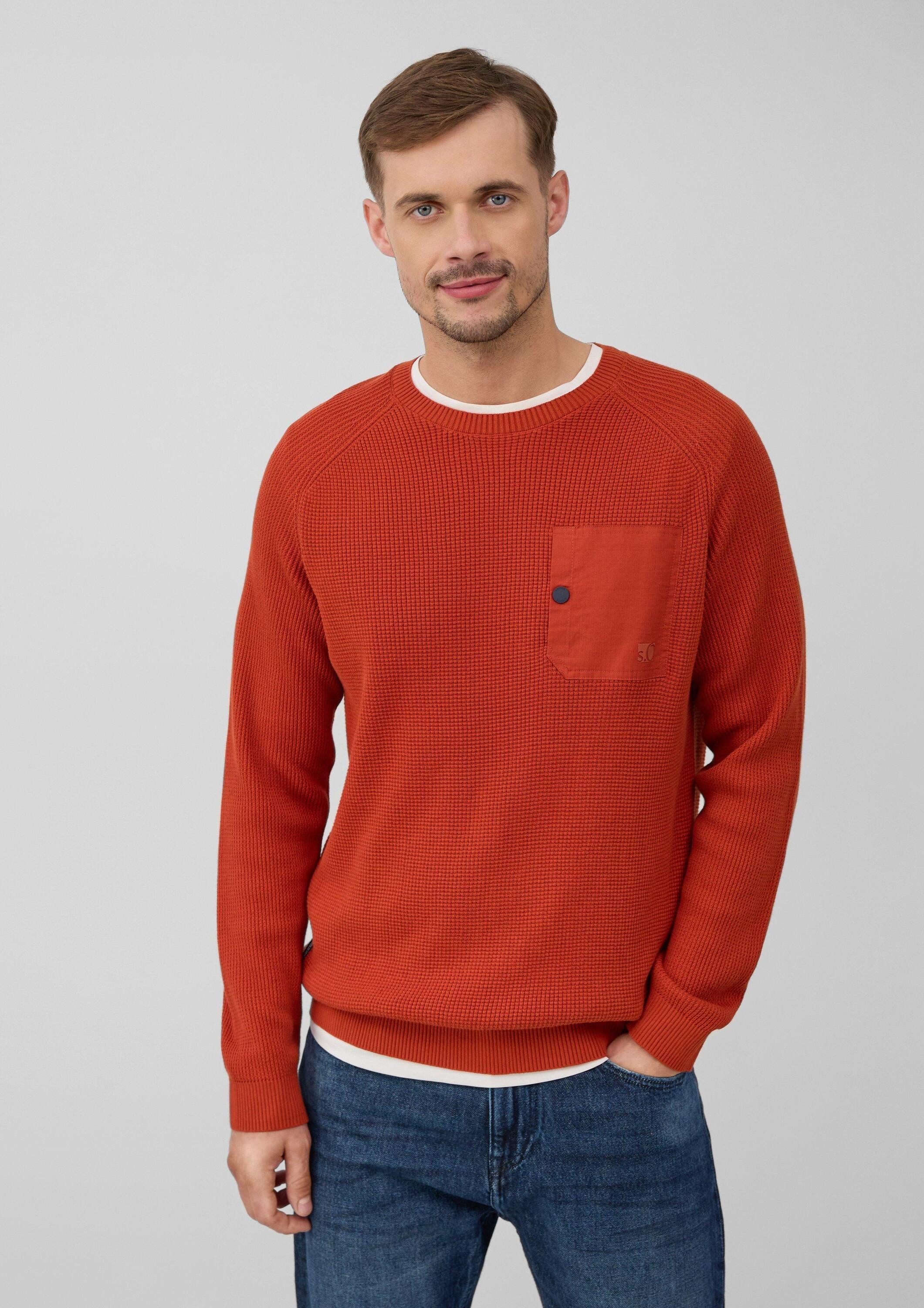 s.Oliver Longpullover Strickpullover Strickpullover mit Brusttasche und Dru günstig online kaufen