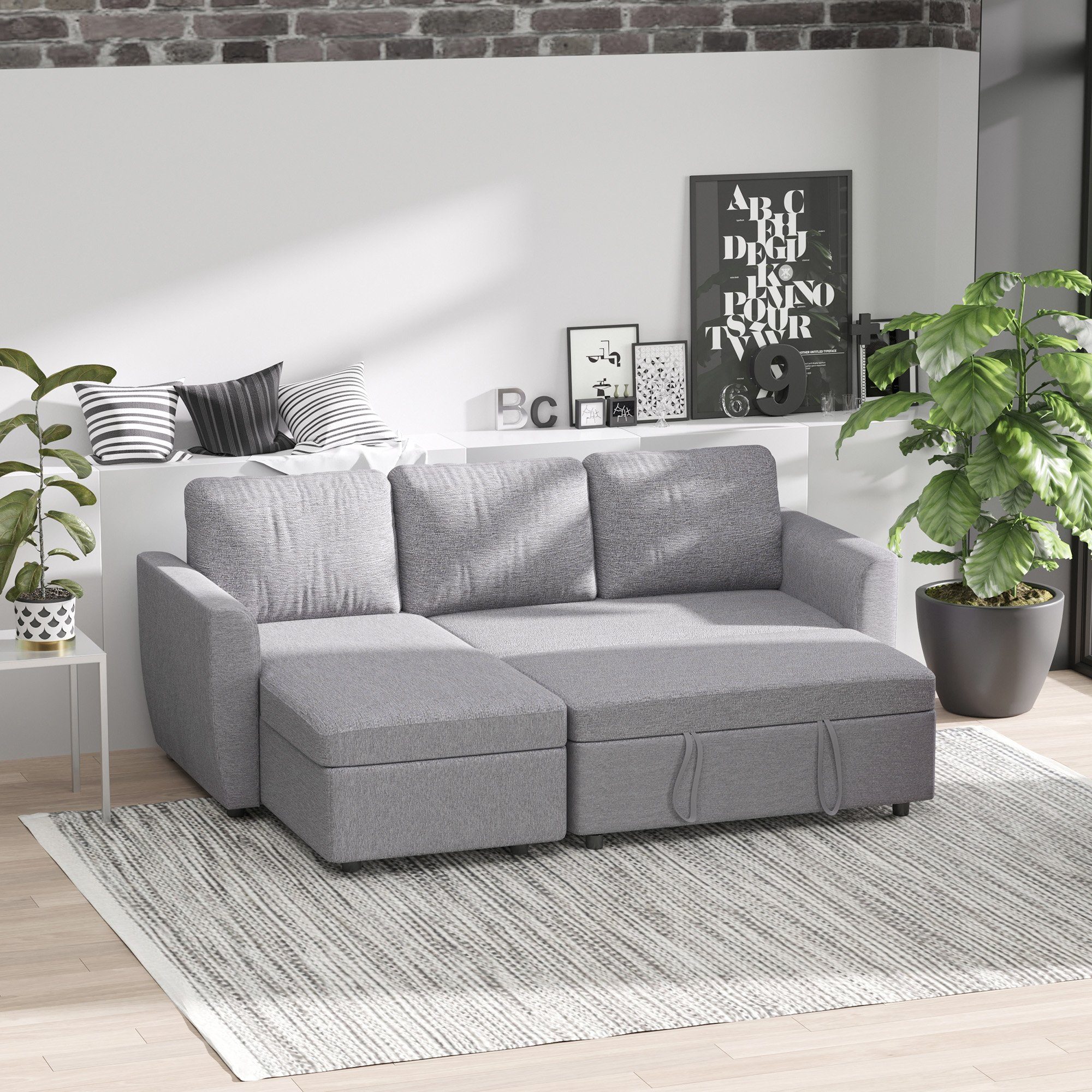 HOMCOM Schlafsofa Ecksofa