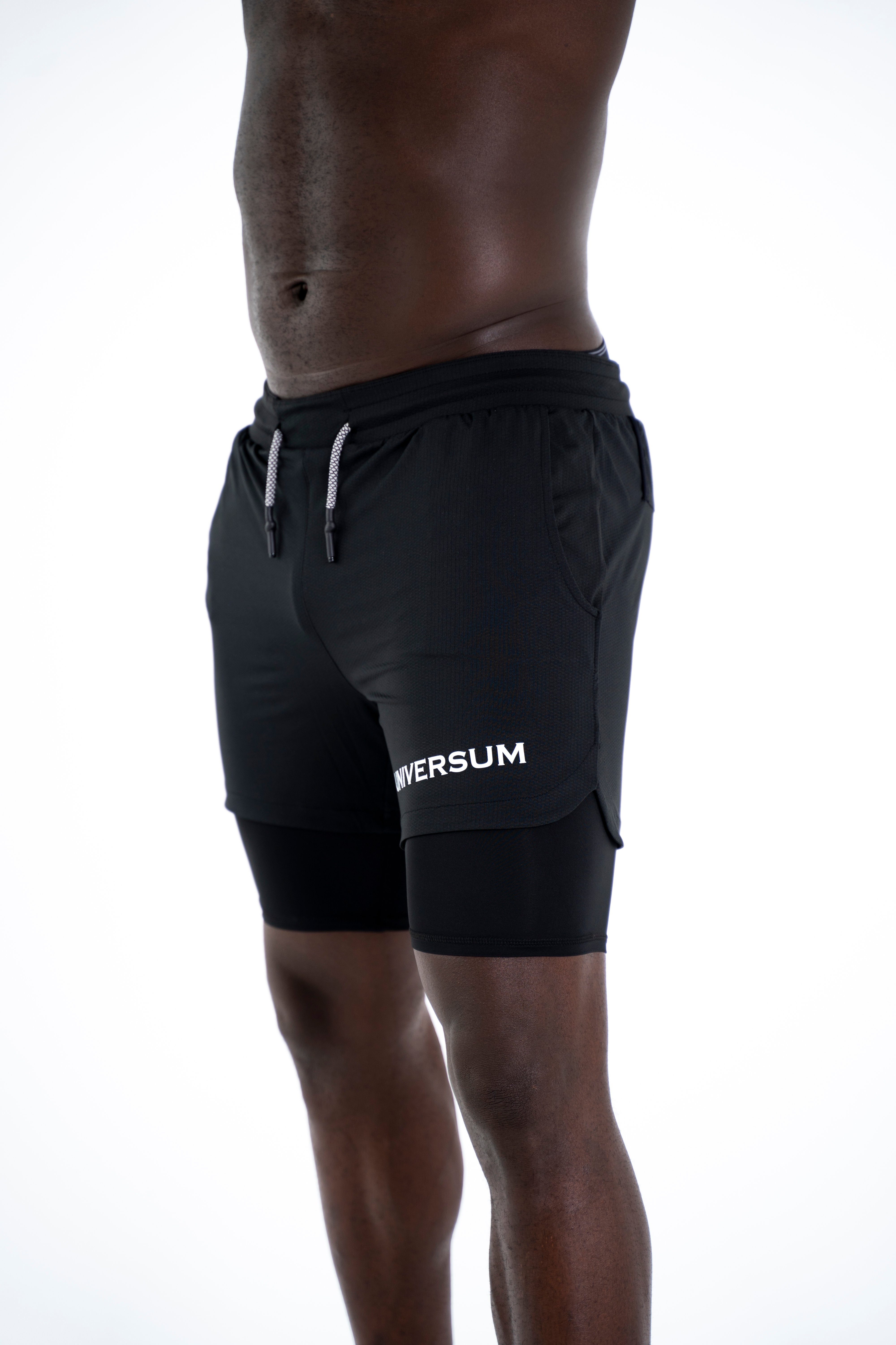 Universum Sportwear Sporthose Kurze Hose mit versteckter Handytasche Shorts mit funktioneller Unterziehhose