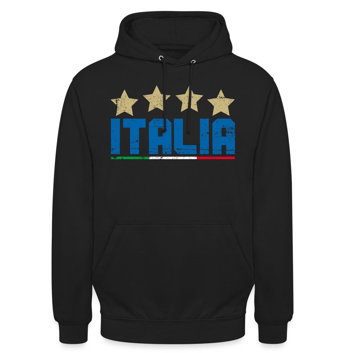 Spreadshirt Hoodie Italien Vier Sterne Weltmeister Fußball Unisex Hoodie (1-tlg) Unisex-Schnitt: Sitzt bei Männern körpernah, bei Frauen weit
