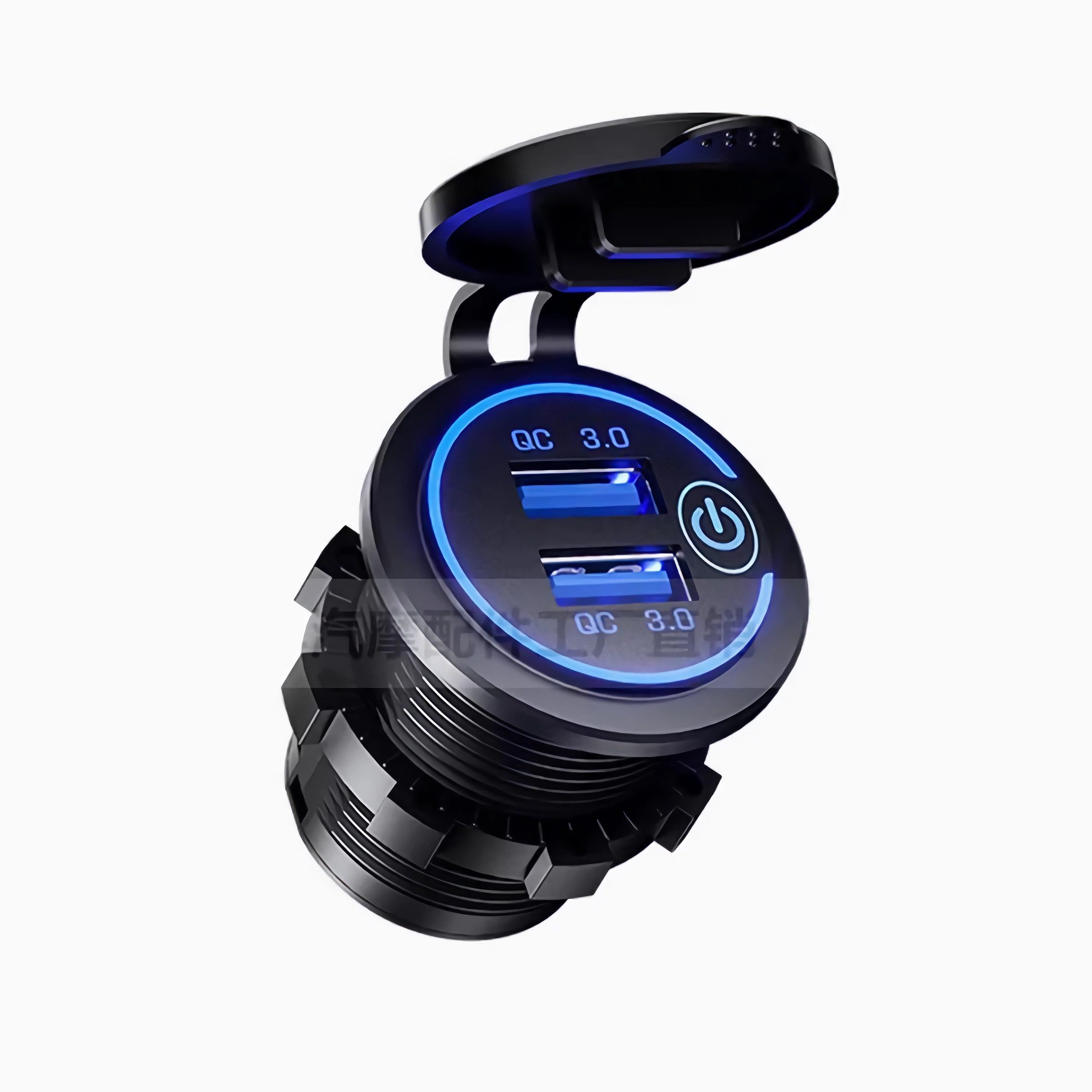 Bolwins N21 Wasserdicht Zigarettenanzünder 2x USB Steckdose QC3.0 mit Schalter KFZ-Netzteil (QC3.0 Schnellladung, Dual-USB, 36W, Touch-Schalter, 12–24V kompatibel)
