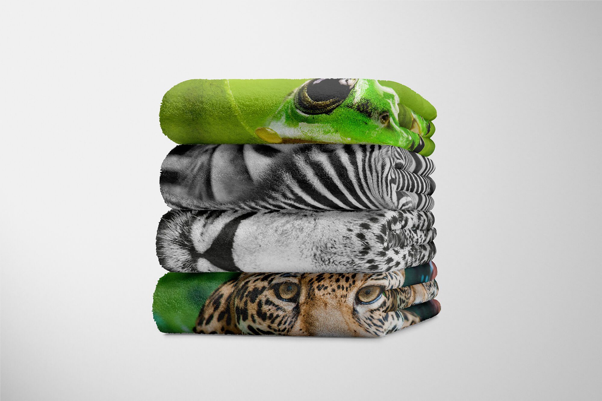 Sinus Art Handtücher Schwarz Tiermotiv (1-St), Kuscheldecke Handtuch Baumwolle-Polyester-Mix Strandhandtuch Wei, Jaguar mit Saunatuch Handtuch