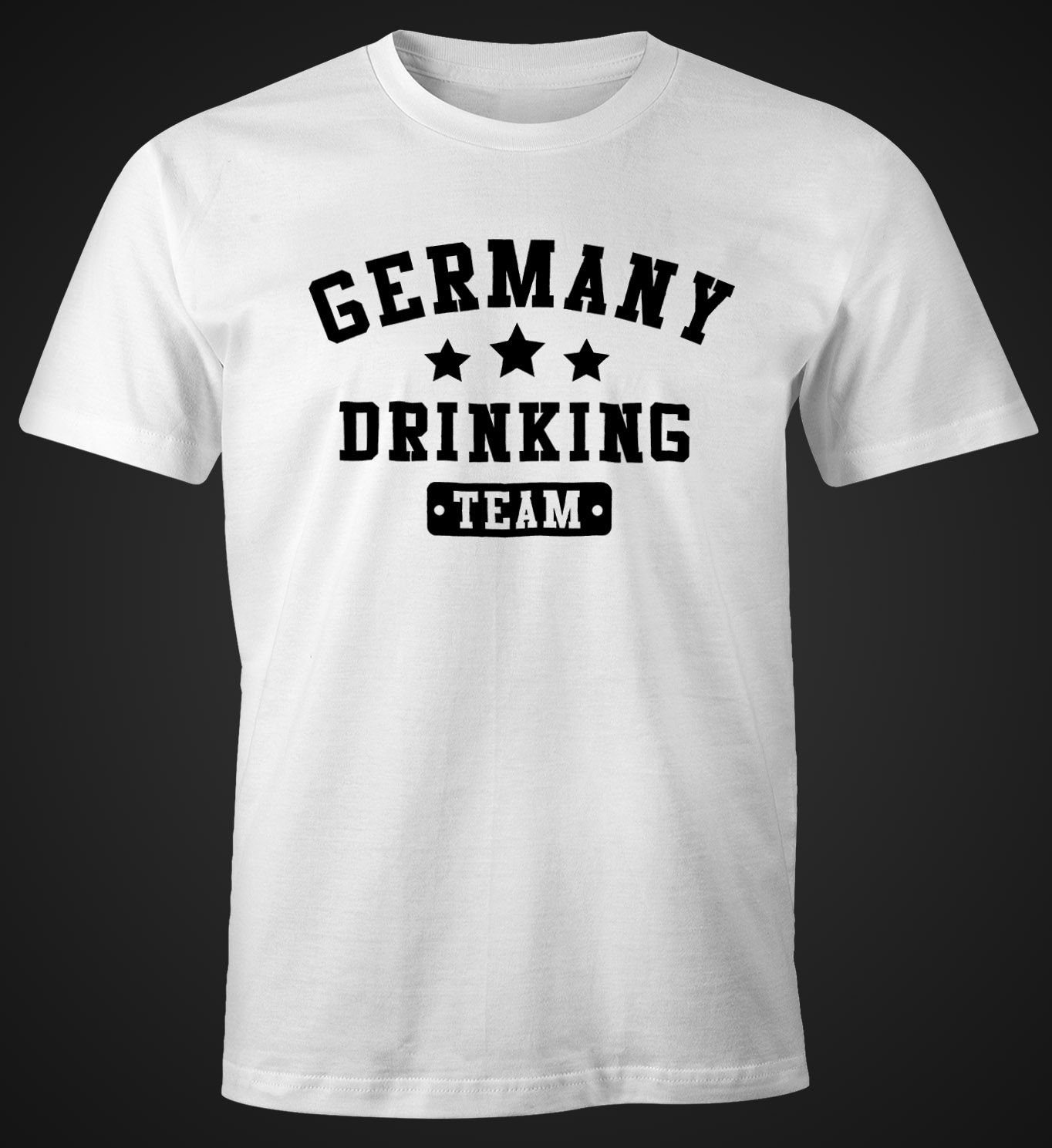 Moonworks® Bier MoonWorks Herren Drinking Team Germany weiß Print T-Shirt Print-Shirt Fun-Shirt mit