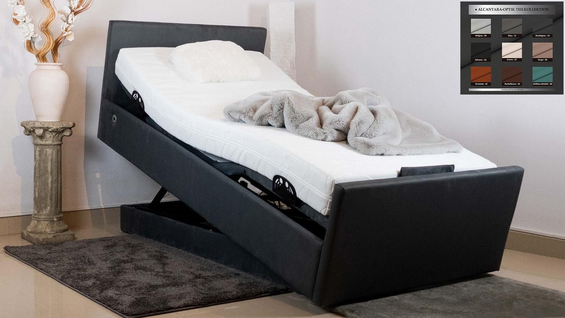 PAARA Funktionsbett Pflegebett Stand Up Höhenverstellbar mit Motor elektrisch, gepolsteres Pflegebett mit USB + USBC Hub