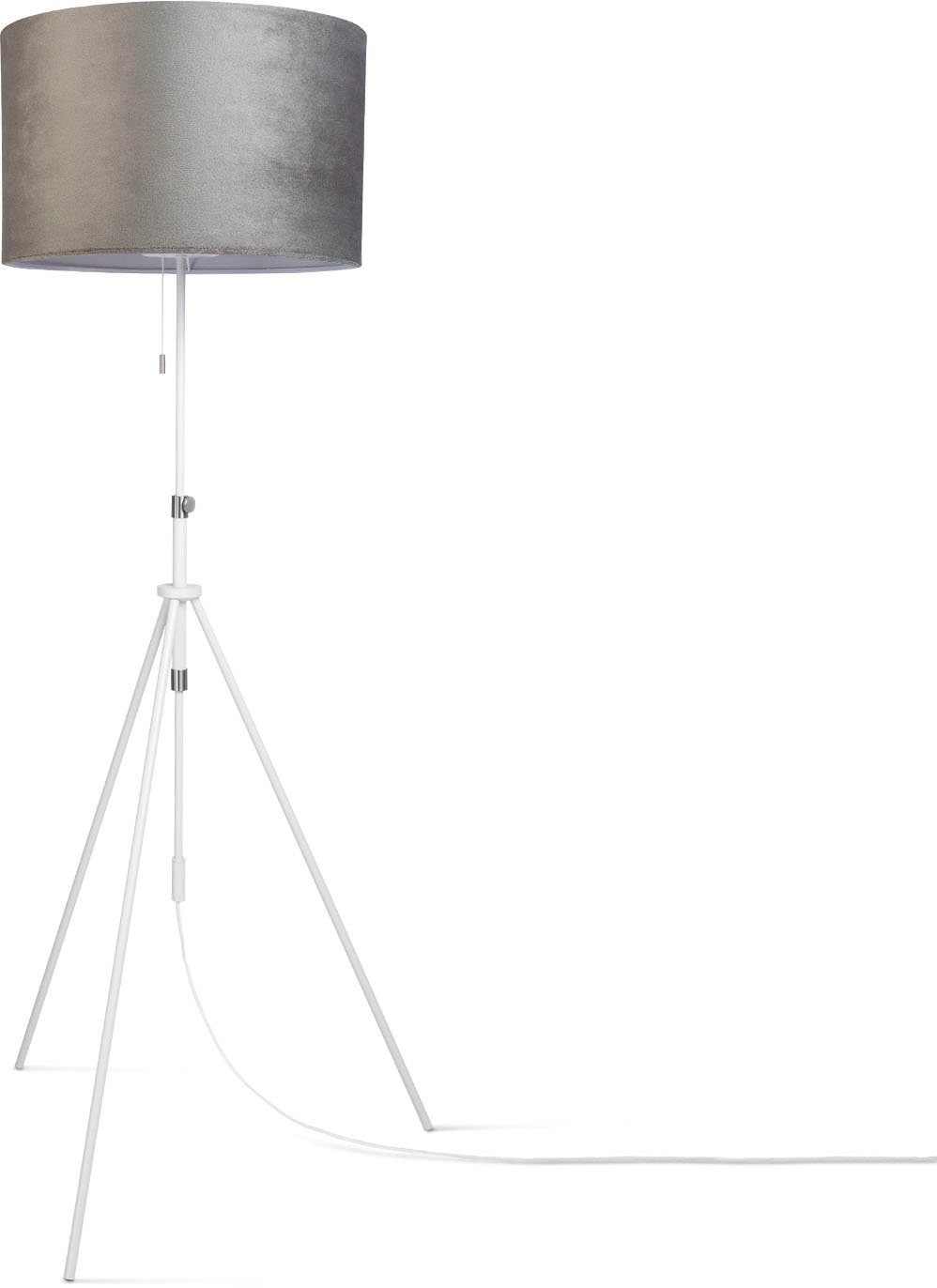 Paco Home Stehlampe 121,5 cm Naomi Leuchtmittel, bis Zugschalter 176,5 Höhenverstellbar uni Velour ohne Wohnzimmer Color