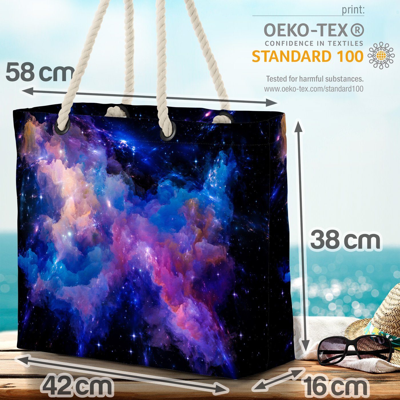 VOID Strandtasche (1-tlg), Astrophysik Sterne Universum Space Weltall Kosmos Sternenwolke Wolke