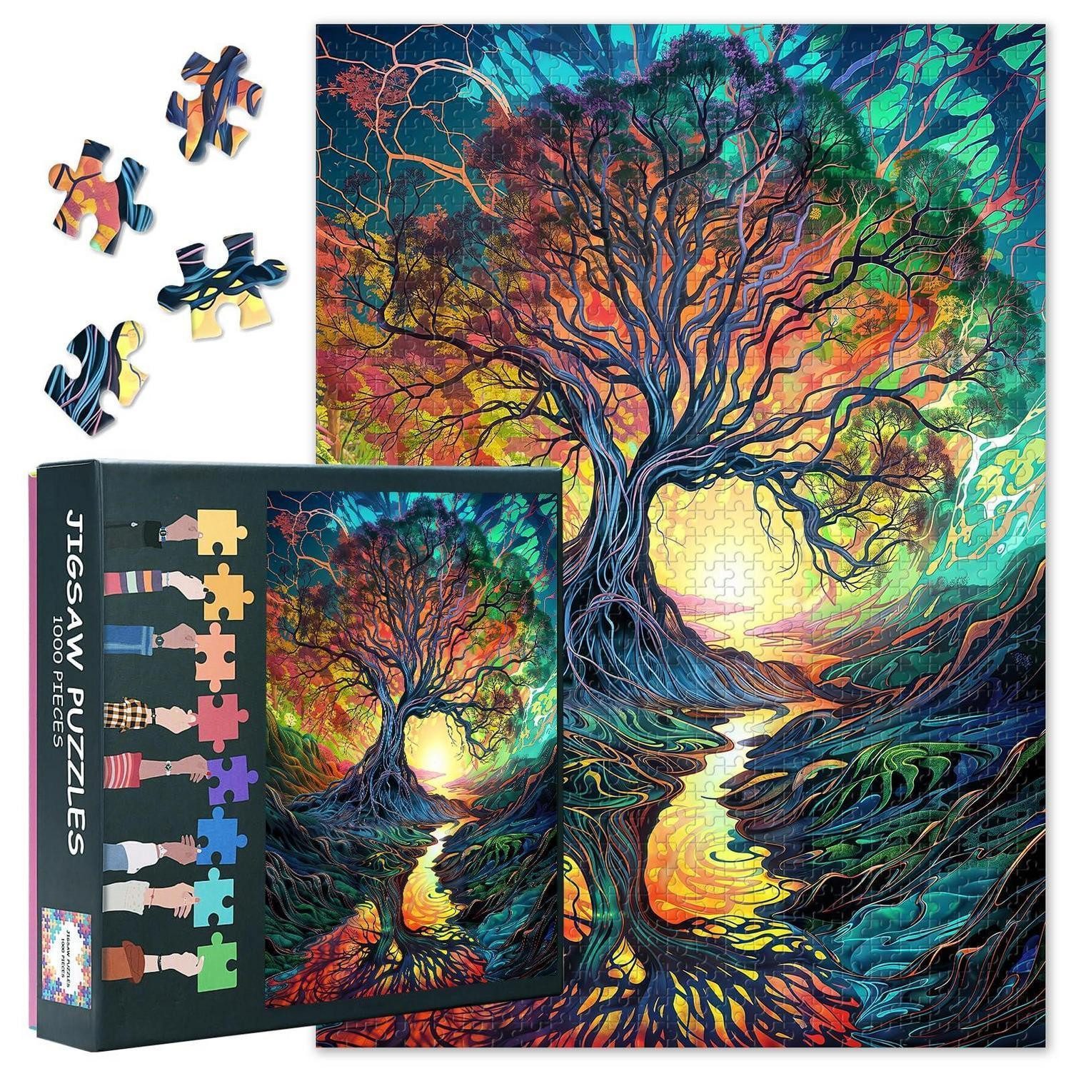 LuxusKollektion Puzzle Puzzle 1000 Teile Fantasielandschaft Wald Sonnenuntergang 70x50cm, Puzzleteile