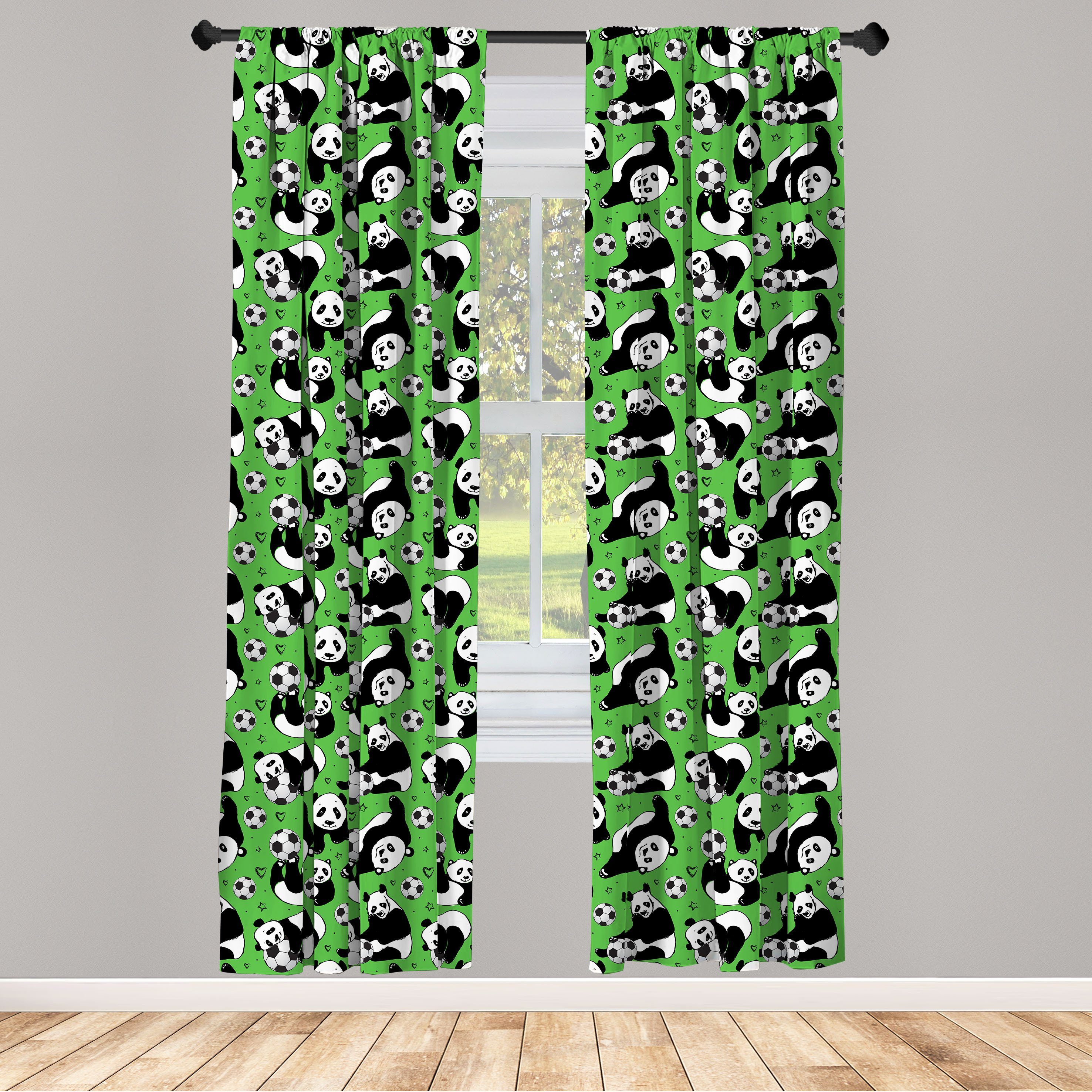 Gardine Vorhang für Wohnzimmer Schlafzimmer Dekor, Abakuhaus, Microfaser, Fußball Lustiger Panda-Herz-Stern