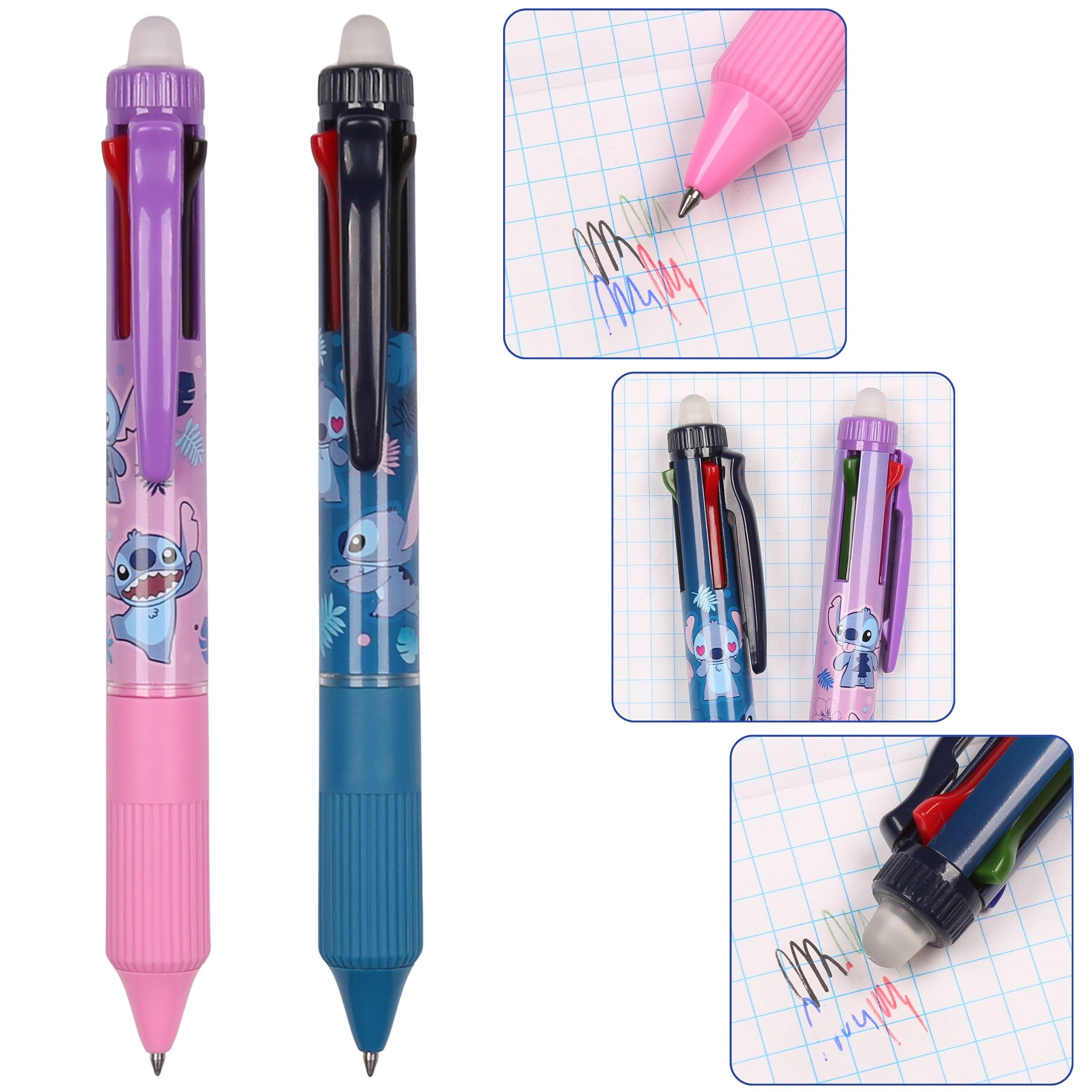 Sarcia.eu Gelschreiber DISNEY Stitch Radierbarer Stift 4in1, löschbar, Schulstift 0,5mm