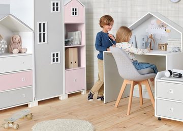 Konsimo Babyzimmer-Komplettset MIRUM Kinderzimmer-Möbelset Komplett-Kinderzimmer, (6-St), Kommode, Schreibtisch, Kleiderschrank, 2x Bücherregal, Rollcontainer