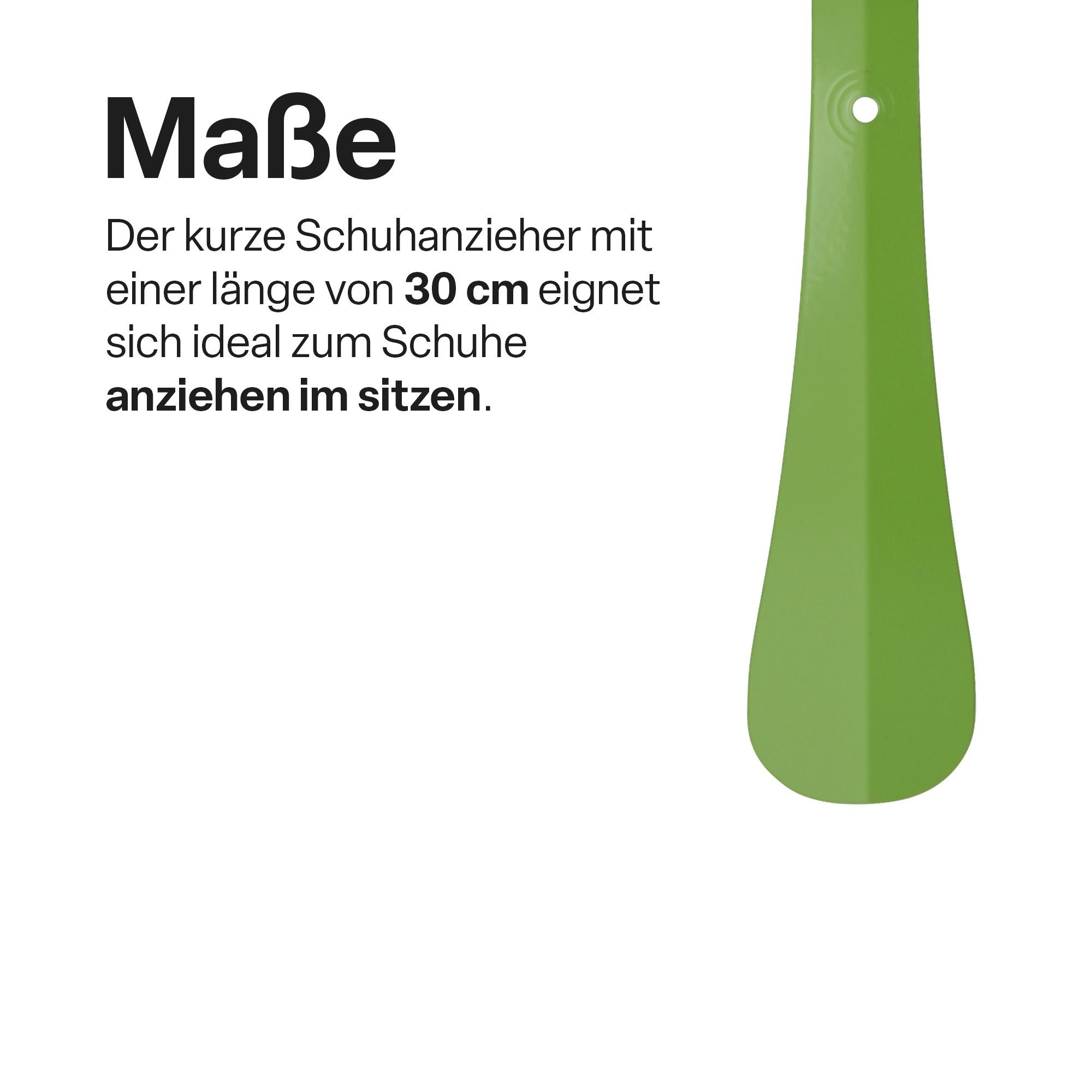 Bestlivings Schuhlöffel 3er-Set (16,5cm, 58cm, 79cm), Metall, stabil, mit Öse zum Aufhängen, ergonomisch gebogene Form – Bild 3 von 5