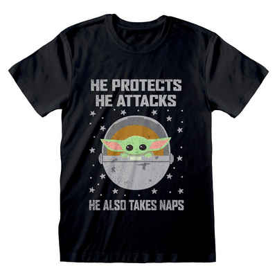 Heroes Inc T-Shirt »He Protects He Attacks - Star Wars The Mandalorian«