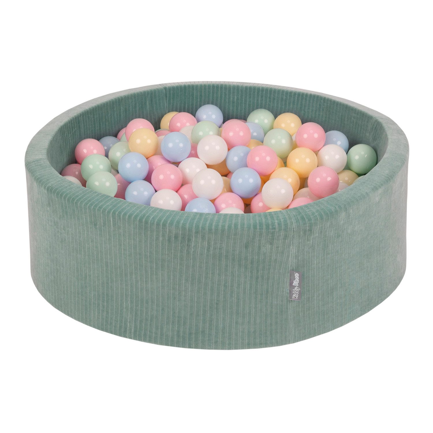KiddyMoon Bällebad OK30VS, (Bällepool mit bunten Bällen, 100-tlg., abnehmbarer Bezug mit Reißverschluss), Schaumstoff-Bällebad mit Rippenstrickstoff in vielen Farben