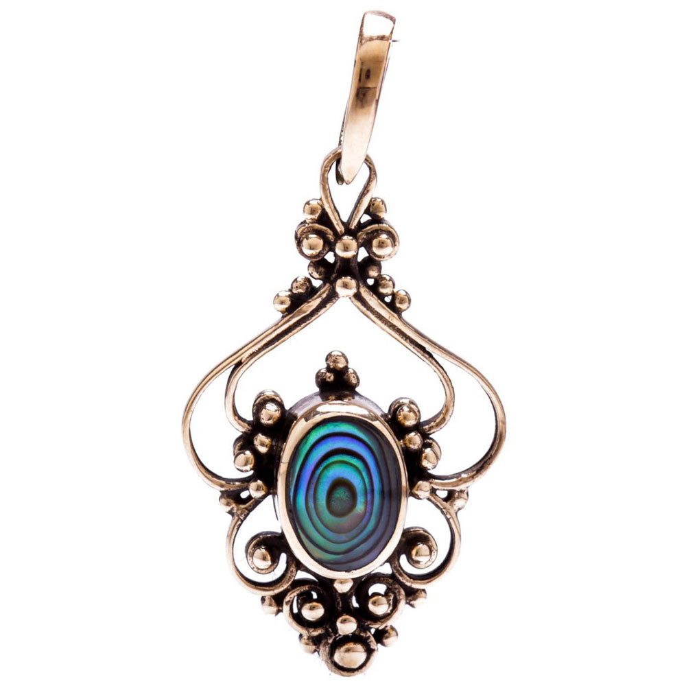 HOPLO Kettenanhänger Schmuck Anhänger Mittelalter Schmuck Abalone Muschel Bronze 3.1 cm