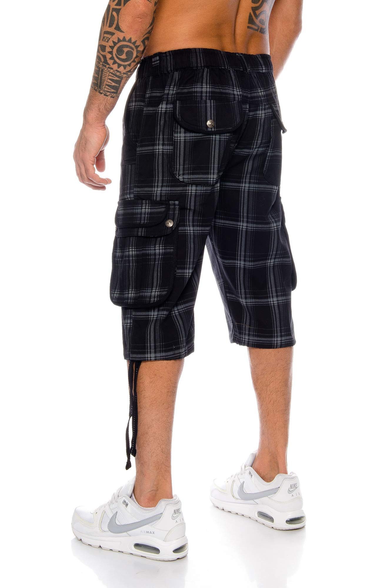 Kendindza Cargobermudas 3/4 Bermuda Shorts Herren, Kurze Hose Herren, Cargo Shorts Dehnbund Taschen Capri Cargohose kurz