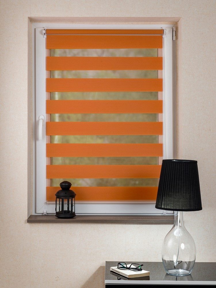 Doppelrollo, MDEKOR, Pflegeleichtes Rollo, stufenlos verstellbar, einfache Montage, Orange 50x150