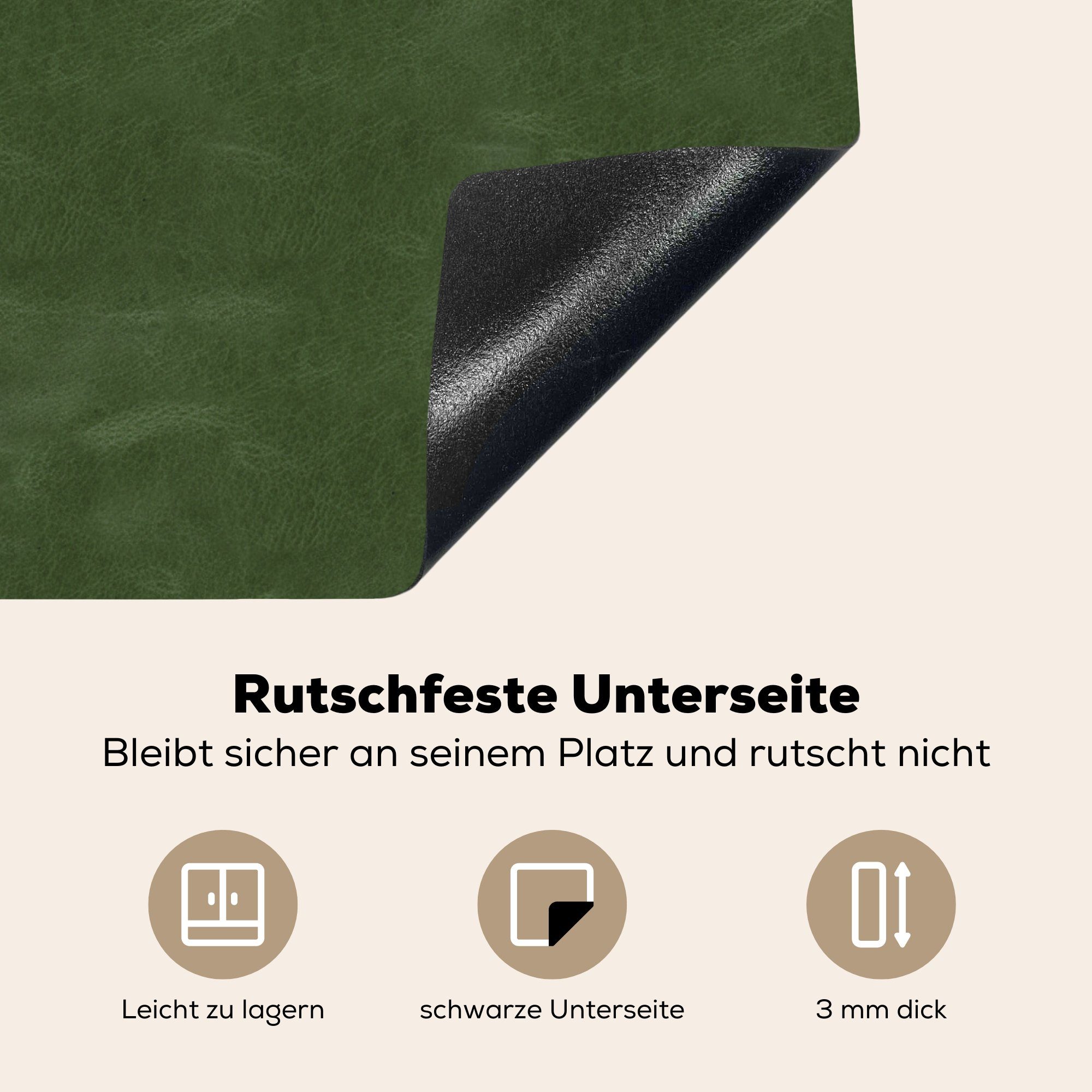 Leder Dekoration Tierhaut, 58x51 für Vinyl, cm, Induktionskochfeld Induktionsherd, (1 MuchoWow Küchen Herdblende-/Abdeckplatte tlg), Grün - -
