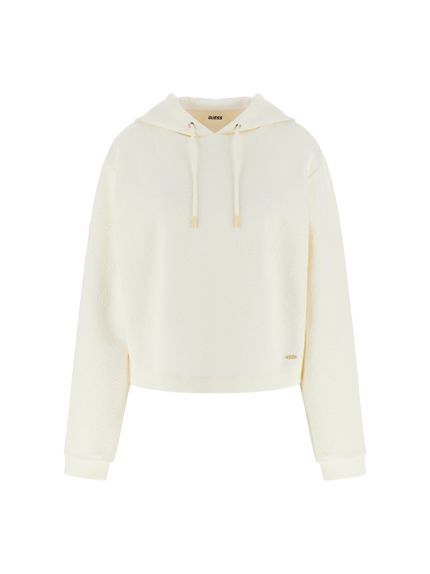 Guess Sweatshirt – Struktur-Sweatshirt mit Kapuze und All-Over-Logo Kordelz günstig online kaufen