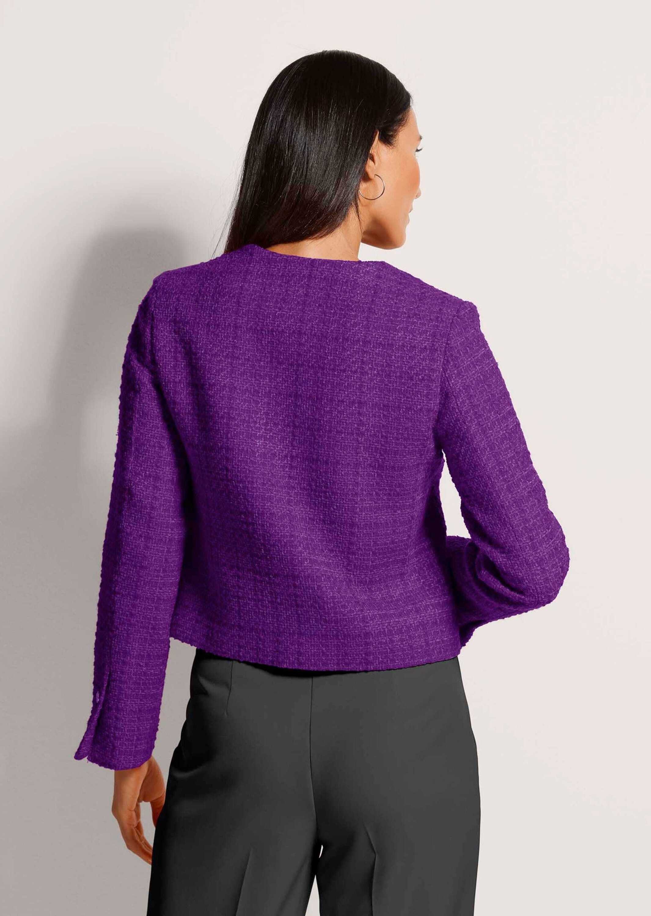 MADELEINE Kurzblazer Eleganter Tweed-Kurzblazer mit Metallknöpfen Businessjacke mit Rundhals, edle Metallknöpfe, im Tweed-Design