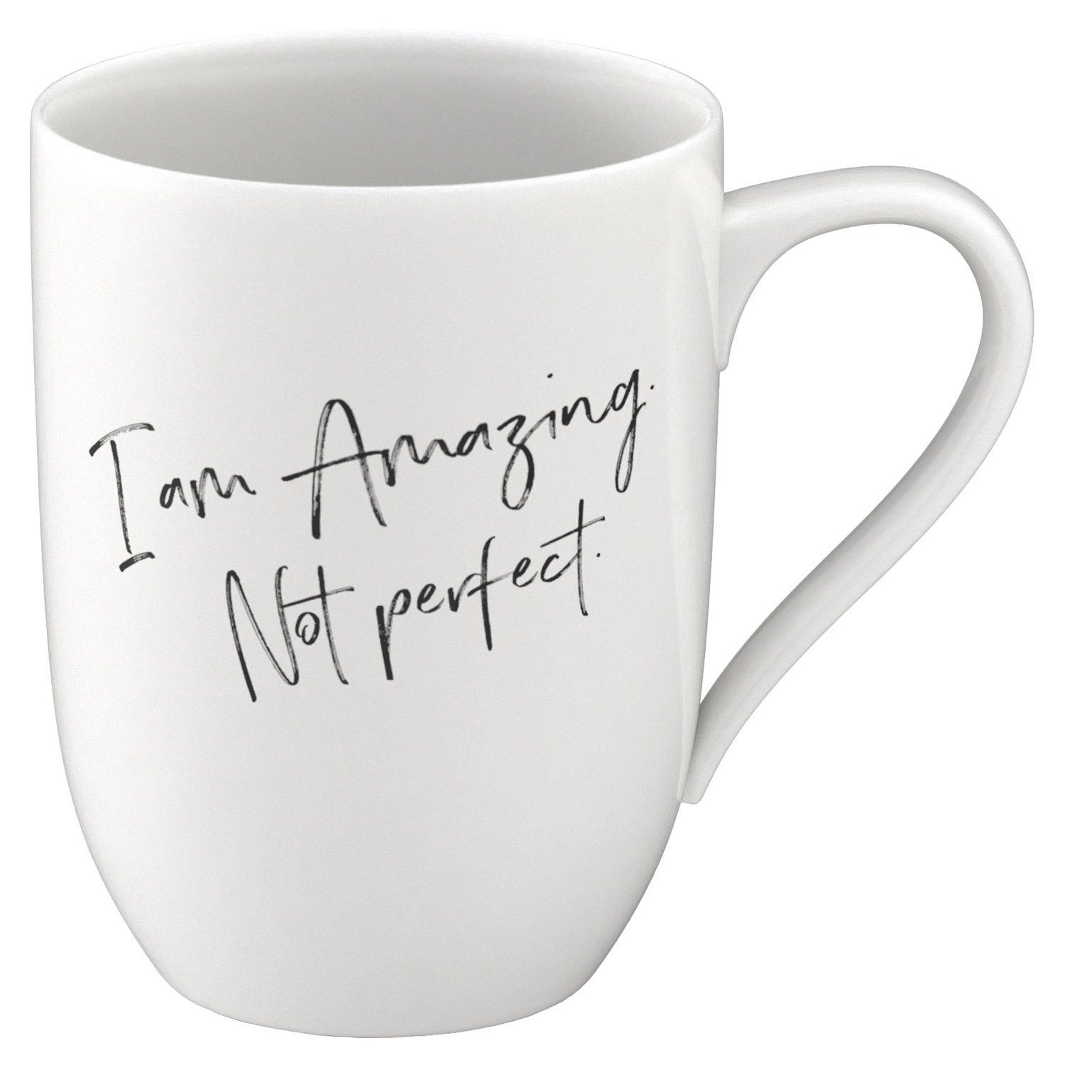 Villeroy & Boch Tasse Kaffeetasse STATEMENT, 340 ml, Schwarz, Weiß, Porzellan, mit Schriftzug I am Amazing Not Perfect, Made in Germany