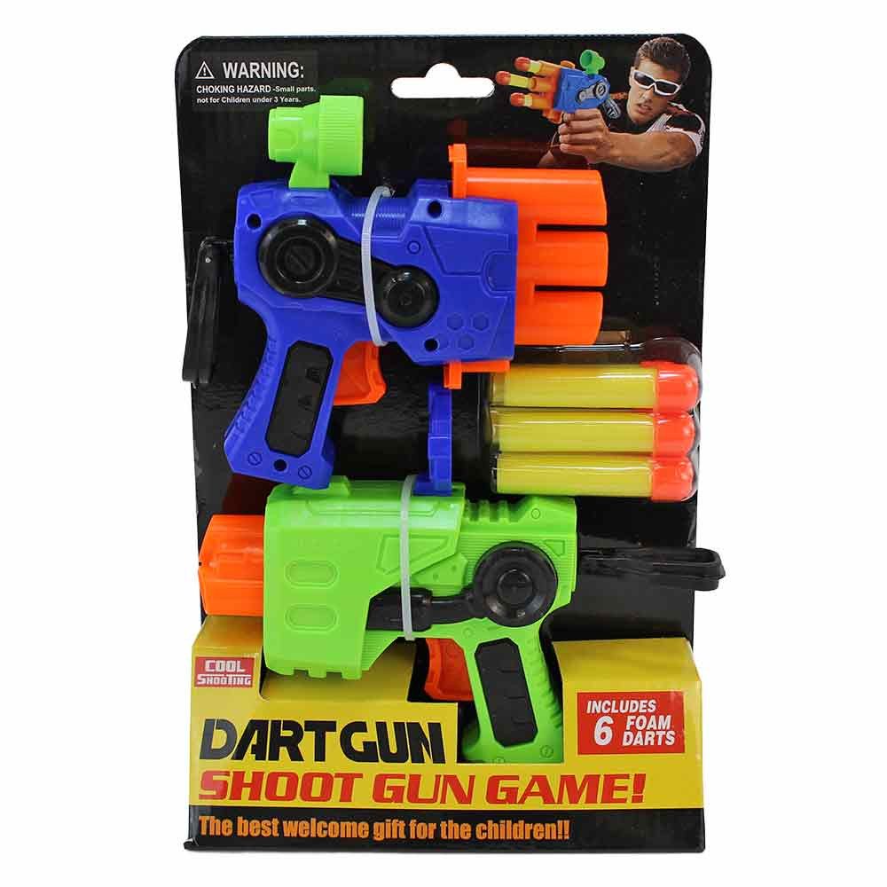 Jonotoys Blaster Gummipfeil Pistole 2fach mit 6 Pfeilen - ca. 17 cm