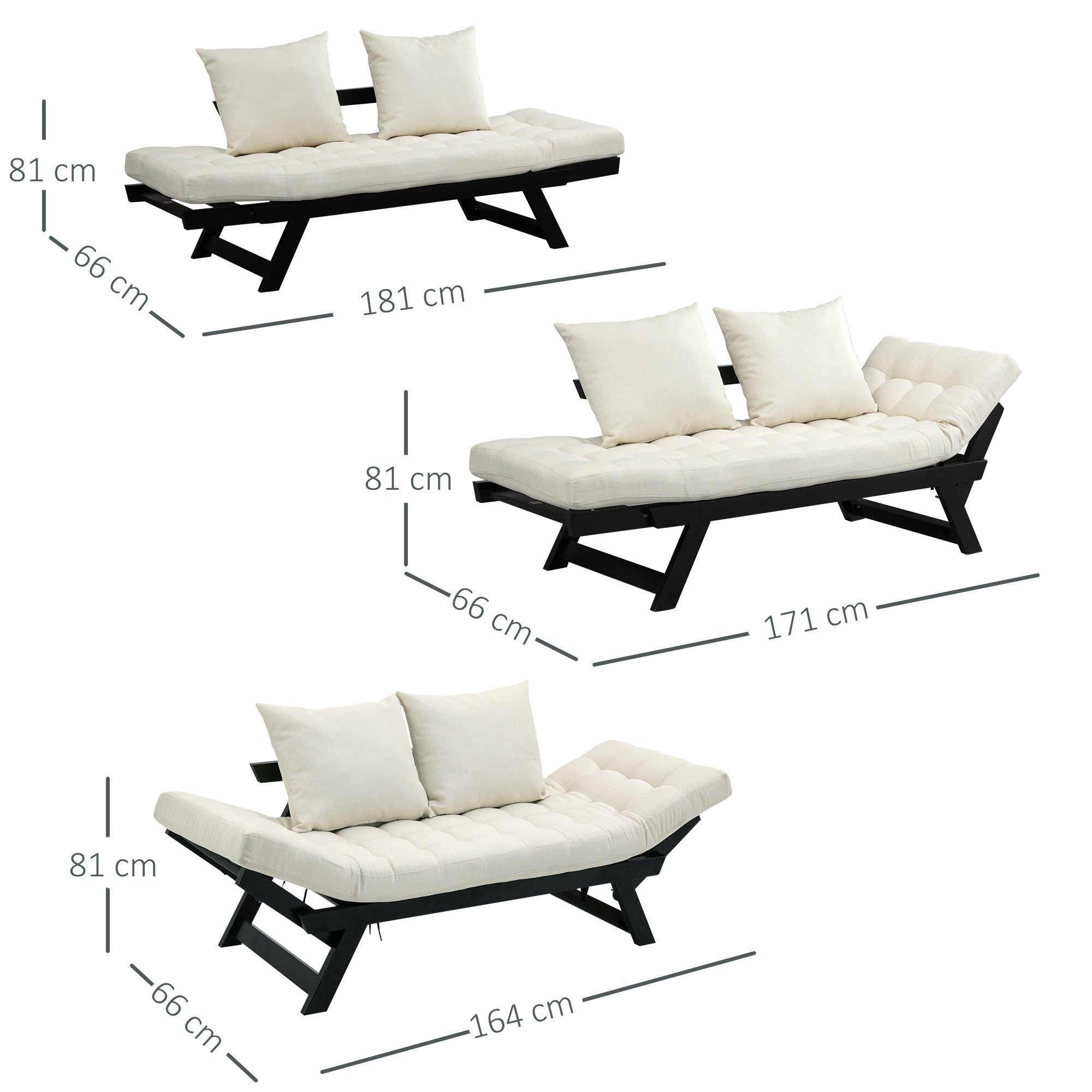 HOMCOM Schlafsofa Klappsofa als 2-Sitzer