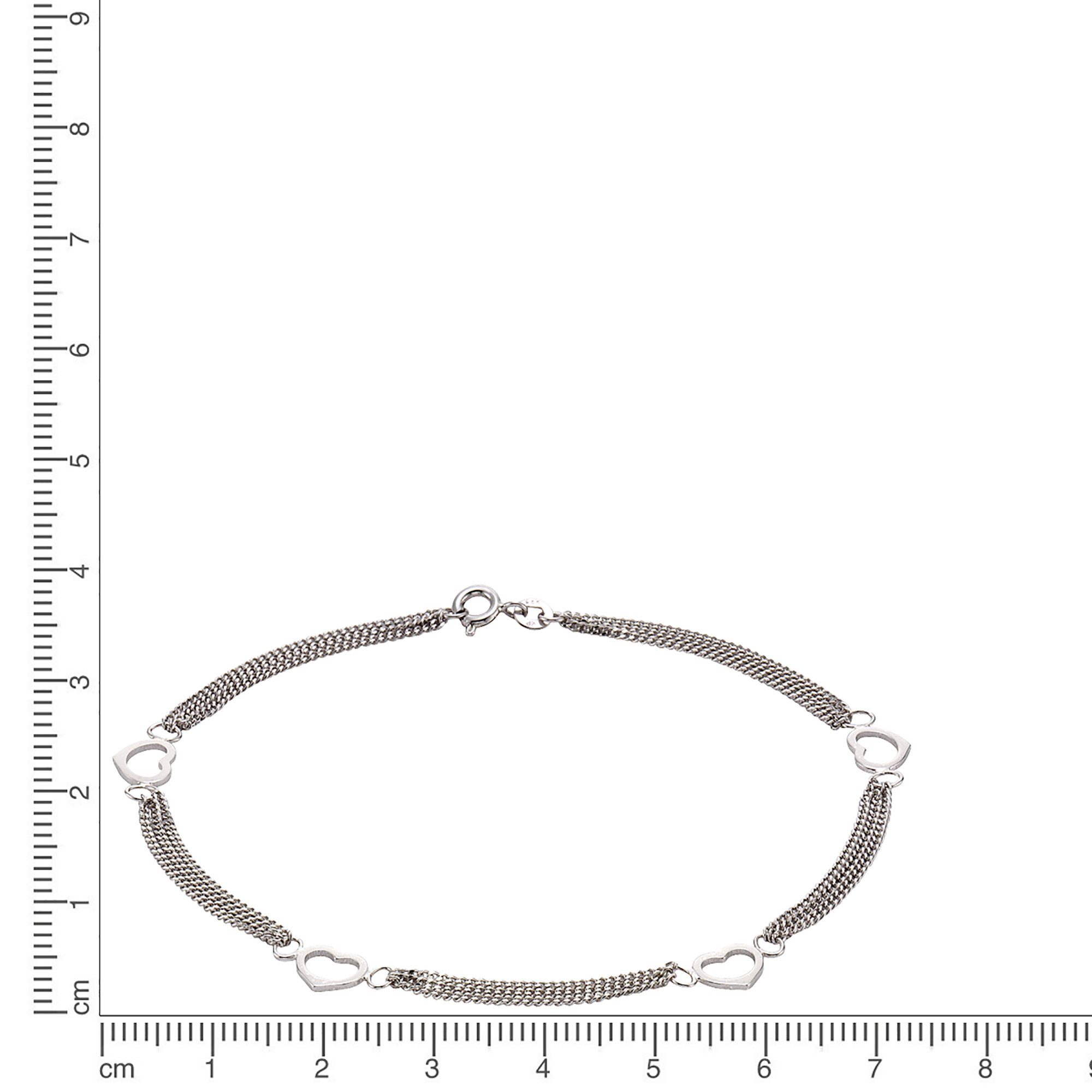 Zeeme Fußkette Silber 925 mit Herz-Motiv 25cm lang