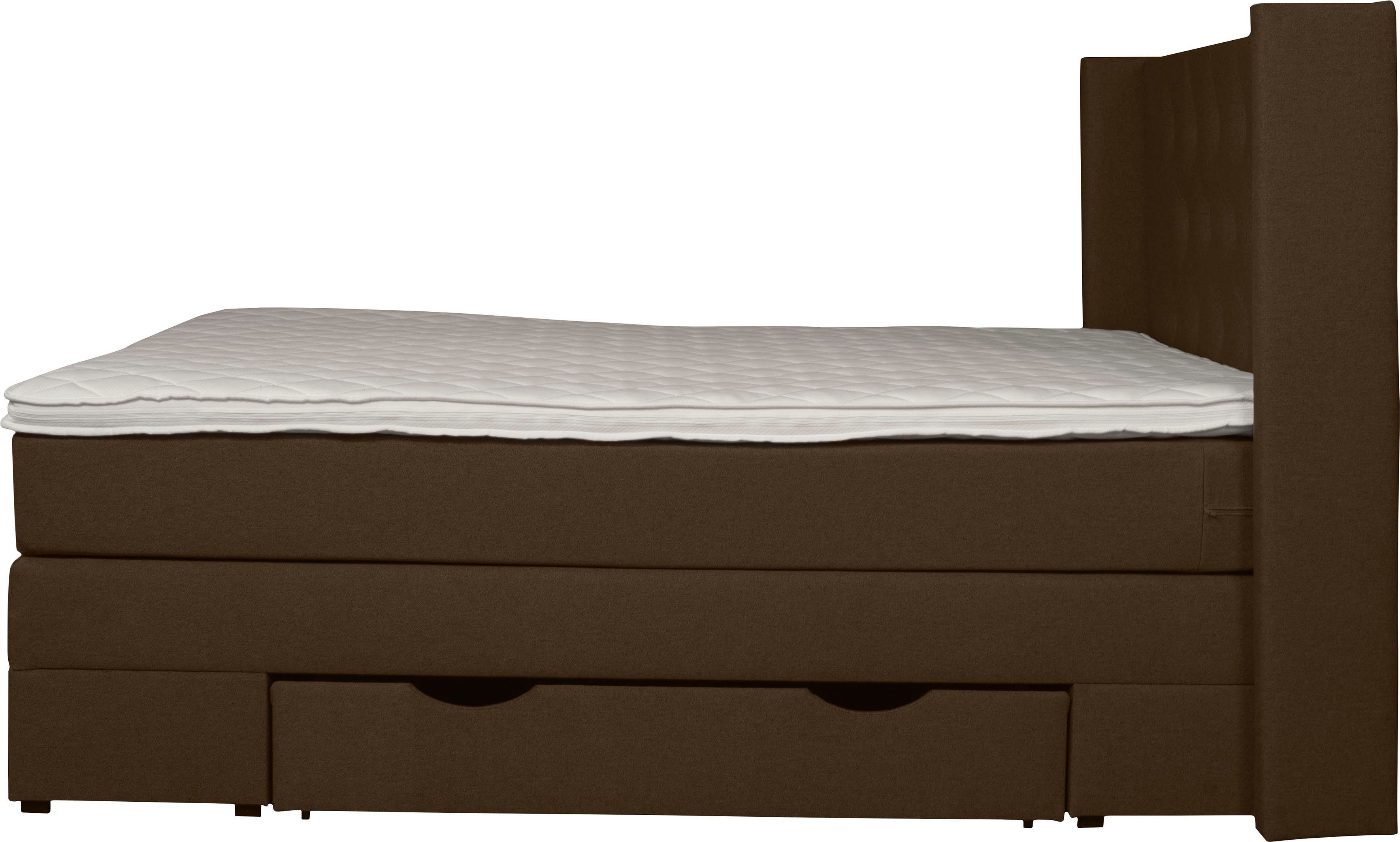 Schubladen Style Boxspringbett Places Elegance, den H3, in mit H2 Knopfheftung, Härtegraden & inkl. schöner of