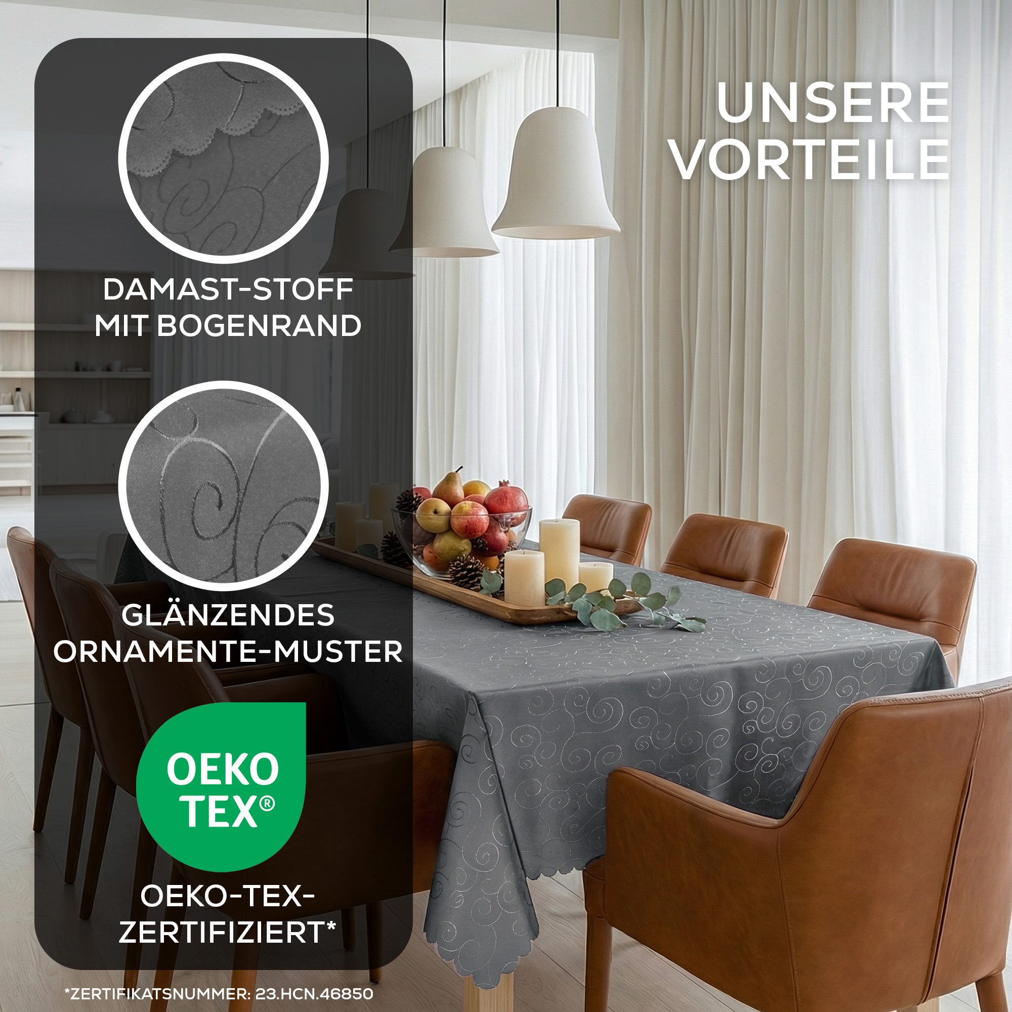 Beautex Tischdecke Tischdecke Ornamente, bügelfrei, fleckabweisend, pflegeleicht (1-tlg)