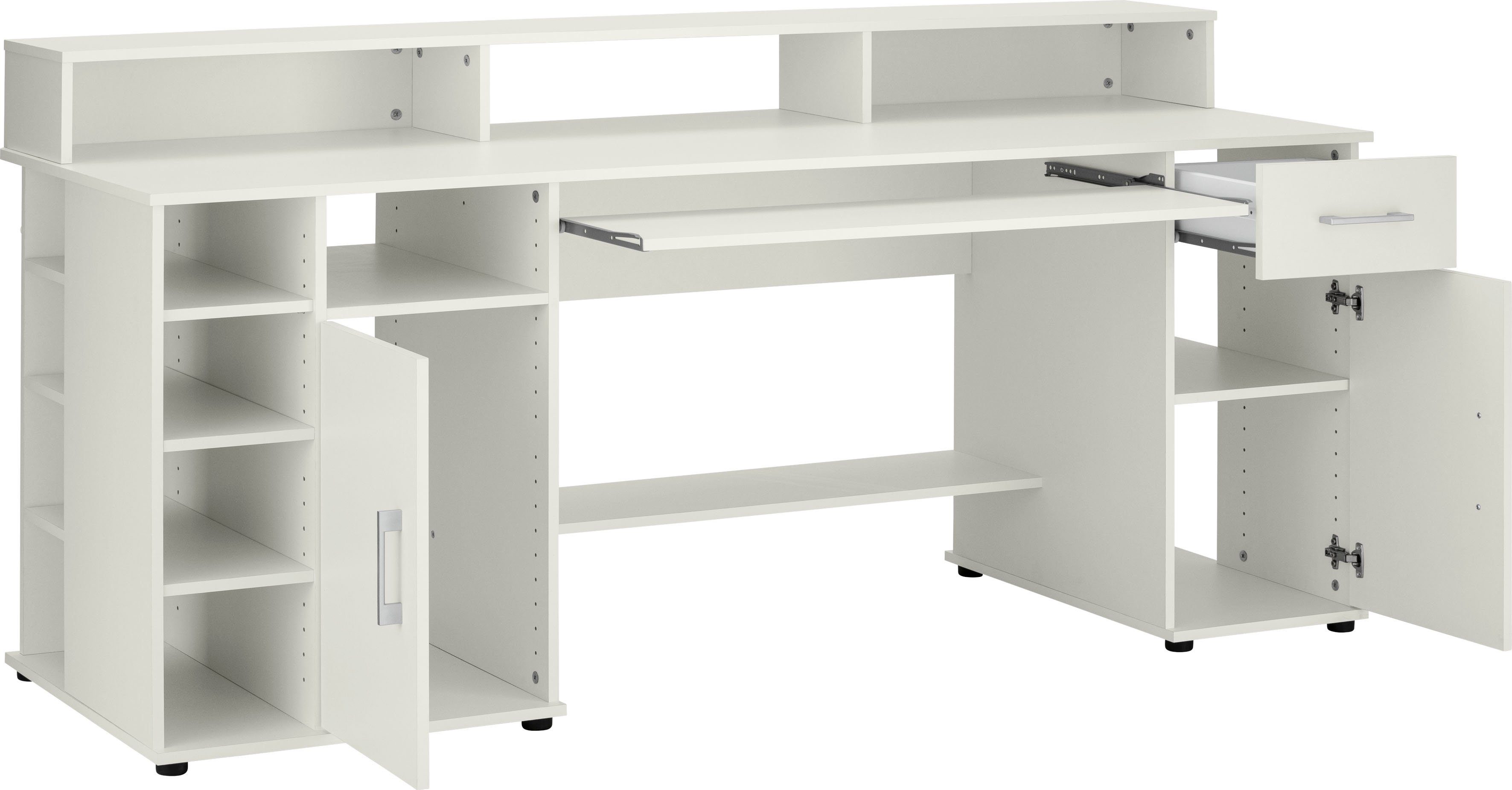 VOGL Möbelfabrik Schreibtisch Timra mit Monitoraufsatz, Tastaturauszug & Towerfach, Breite 154 oder 178 cm, Made in Germany