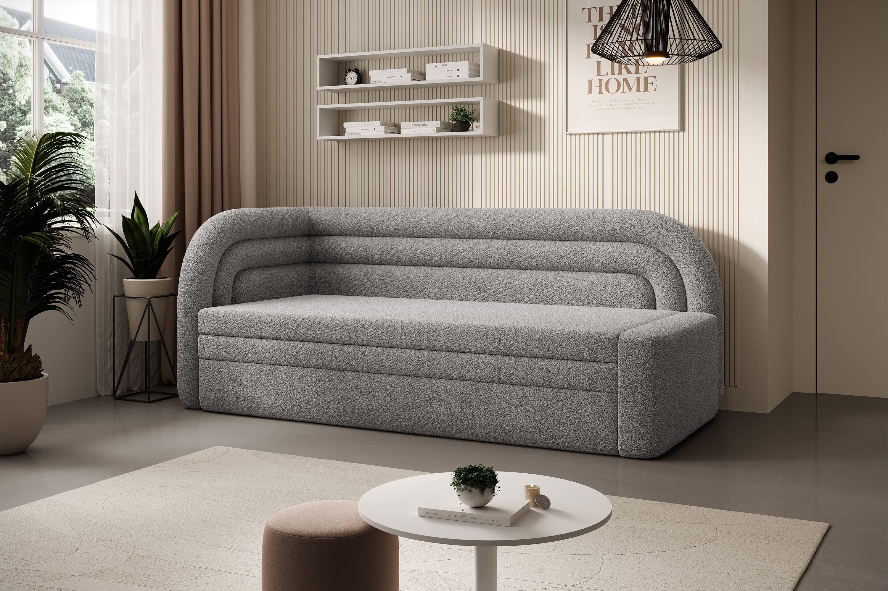 MOEBLO Kindersofa Bilerro, Kinderzimmer Sofa mit Schlaffunktion, Stauraum und weichen Rundungen für Wohnzimmer, Jugend- und Gästezimmer, (BxHxT): 223x80x86 cm