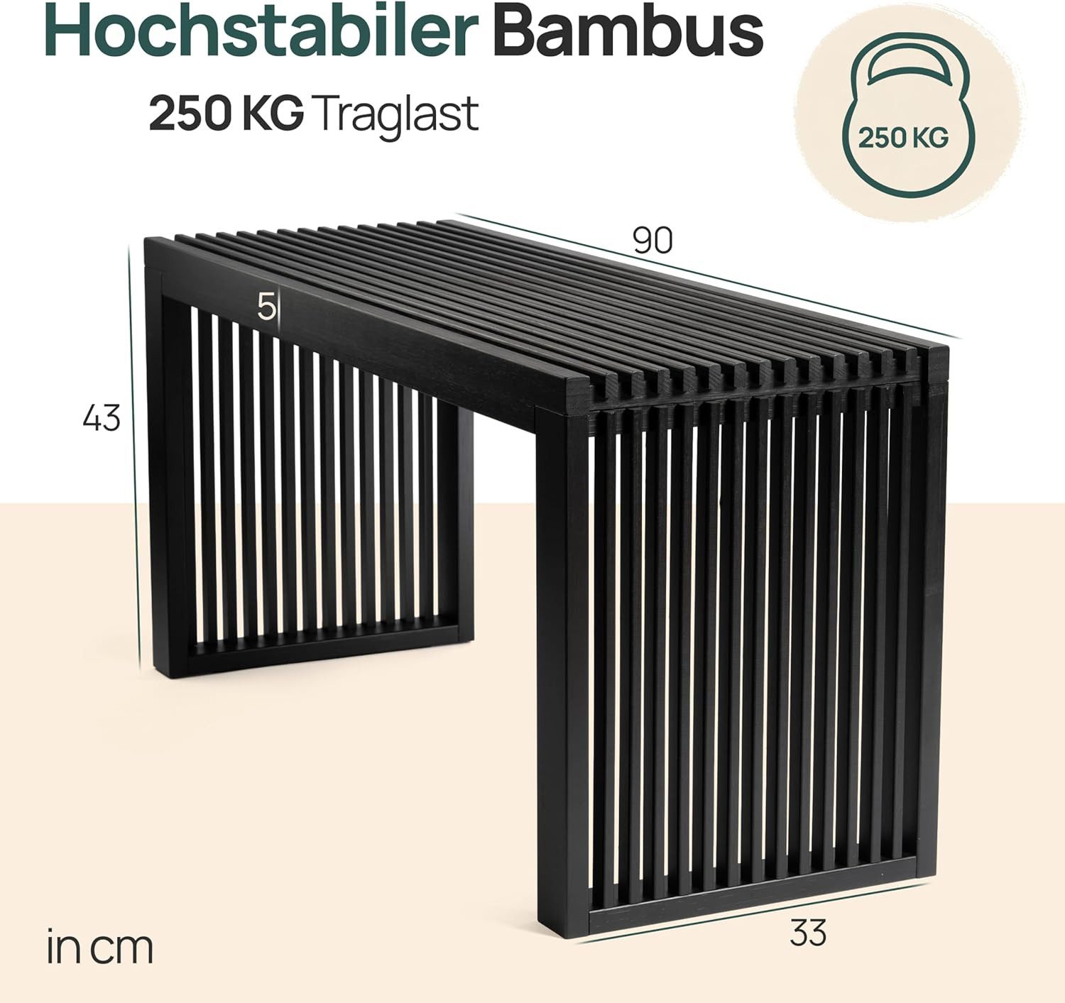 MyFatGorilla Sitzbank aus Bambus – stabile Holzbank ohne Lehne, 90x33x43 cm günstig online kaufen