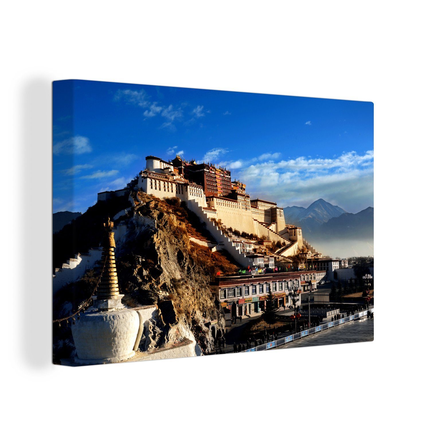 OneMillionCanvasses® Leinwandbild Der Potala-Palast im morgendlichen Sonnenlicht in China, (1 St), Wandbild Leinwandbilder, Aufhängefertig, Wanddeko, 30x20 cm
