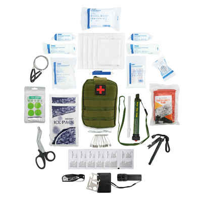 FLEXEO Erste-Hilfe-Set Survival Kit, (45 St), Notfallset für Outdoor Camping Wandern