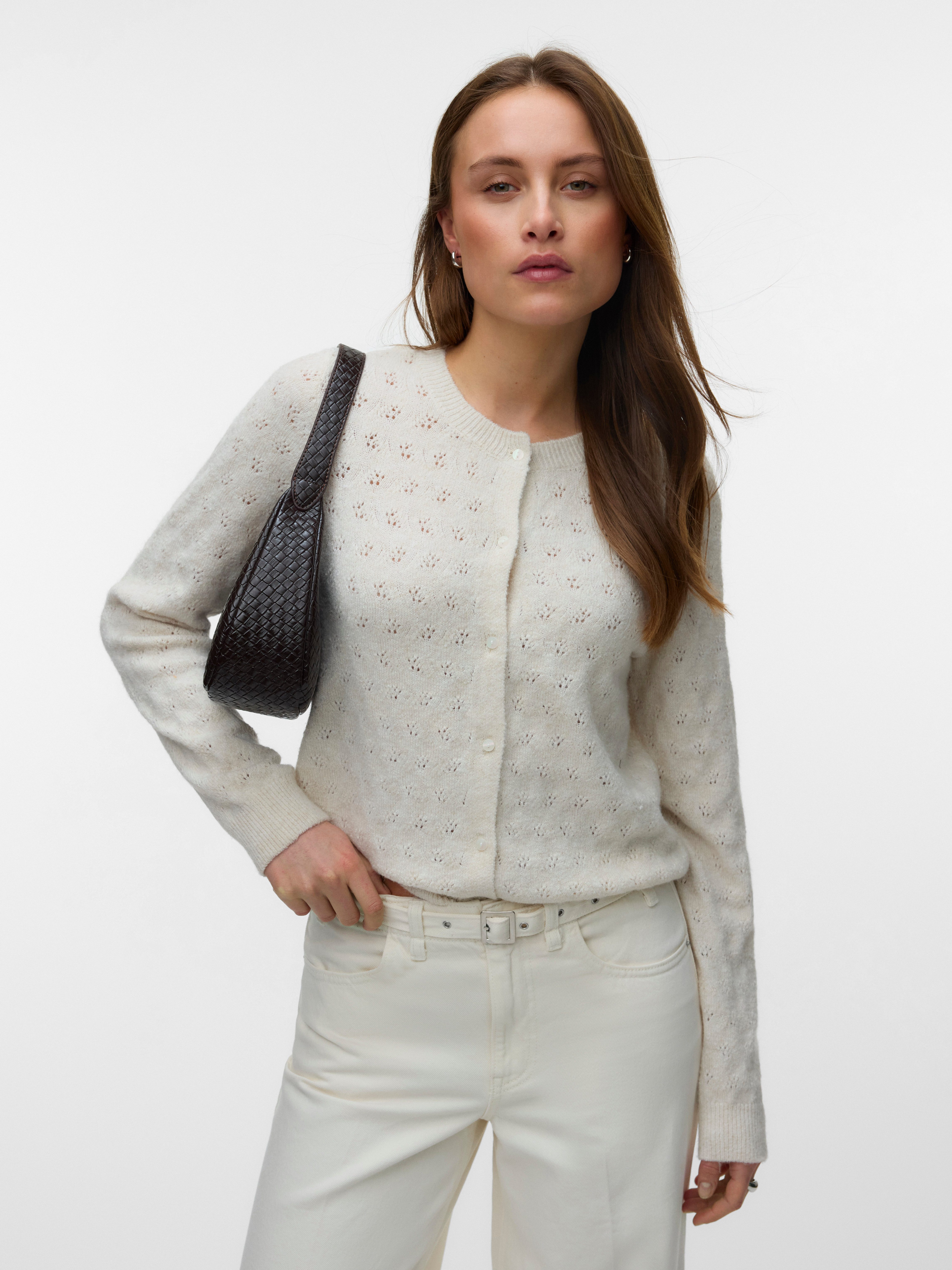 Vero Moda Strickjacke VMDOFFY STITCH LS O-NECK CARDIGAN NOOS Materialmix, regular fit