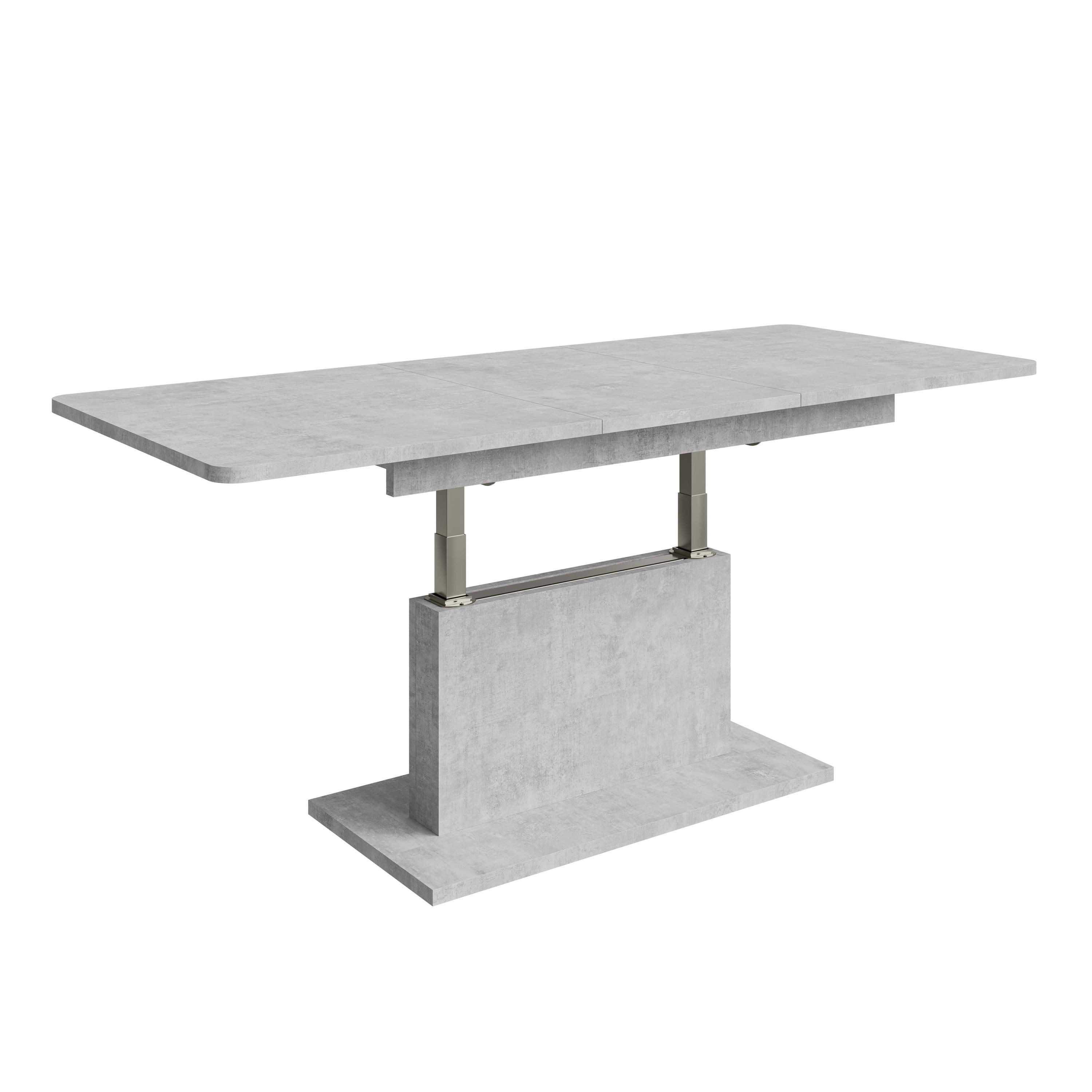 designimpex Couchtisch DC-1 Beton stufenlos höhenverstellbar ausziehbar Esstisch, Funktionstisch, Wohnzimmertisch, Tisch, Esstisch, Sofatisch