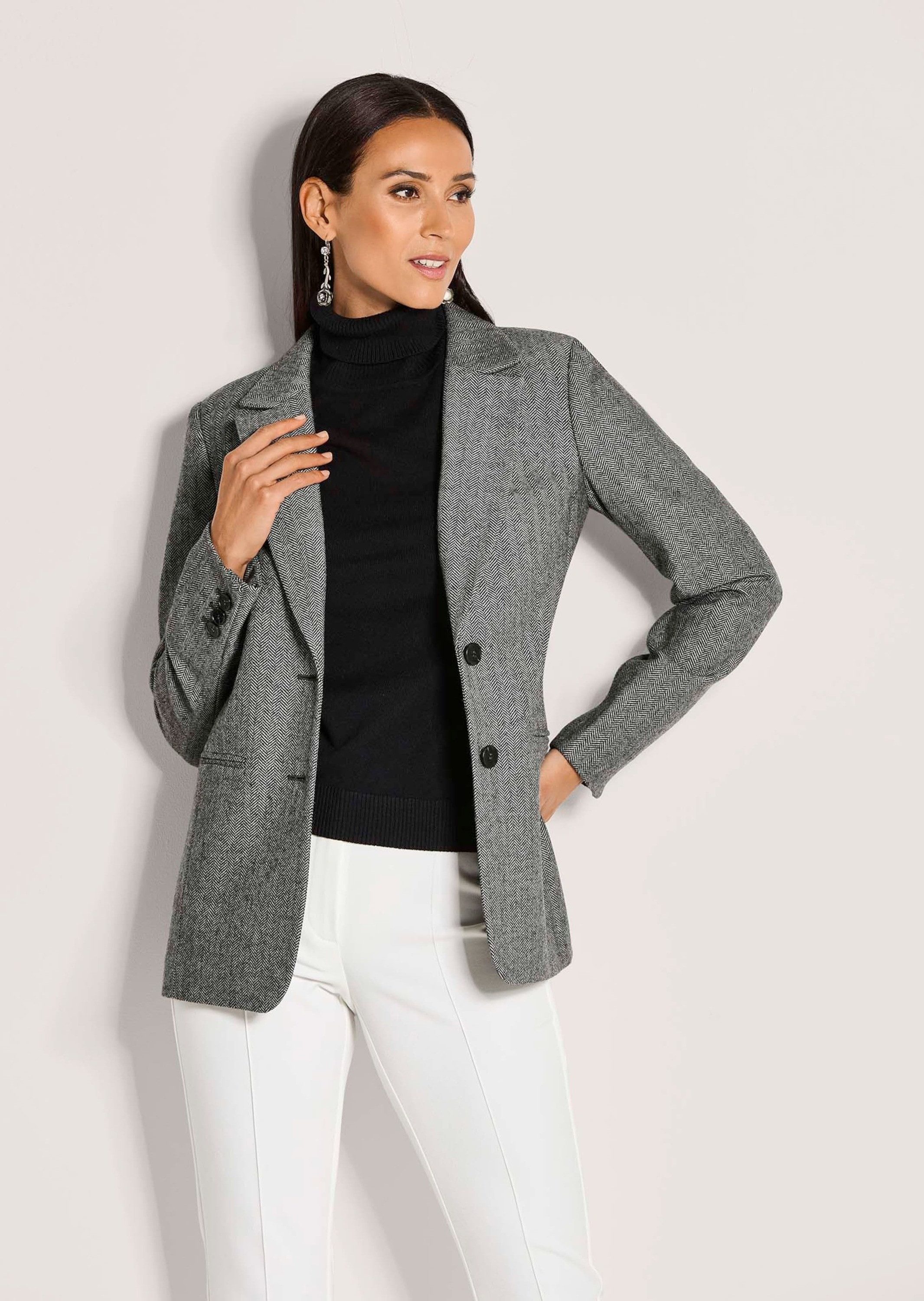 MADELEINE Kurzblazer Eleganter Businessblazer mit Fischgratmuster Longblaze günstig online kaufen