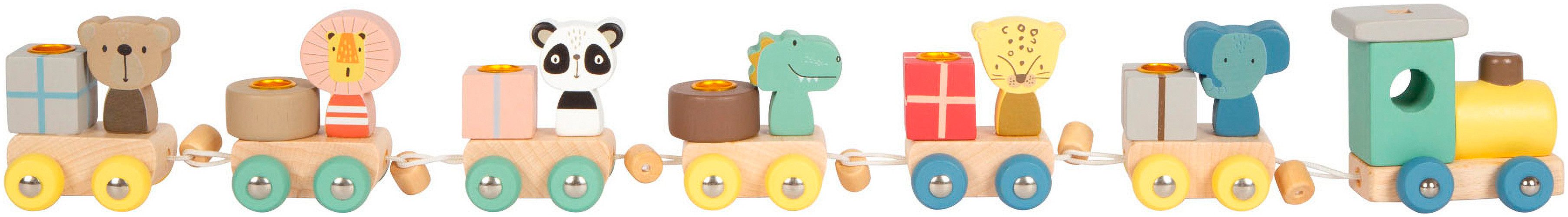 Small Foot Spielzeug-Eisenbahn Geburtstagszug mit Tieren