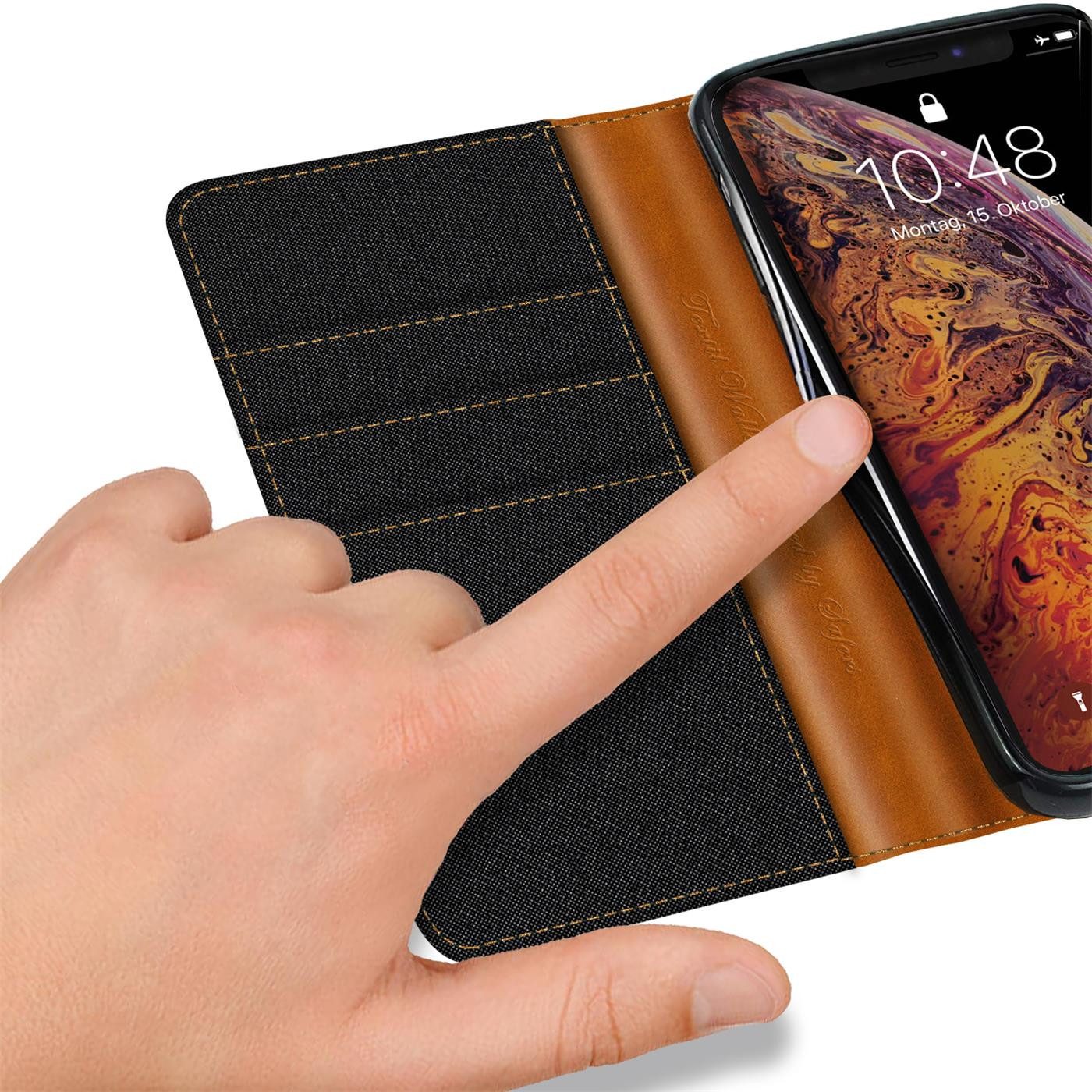 CoolGadget Handyhülle Flip Case Wallet Cover Book Tasche für Apple iPhone X / XS 5,8 Zoll, Handy Tasche mit Kartenfach Book Schutzhülle