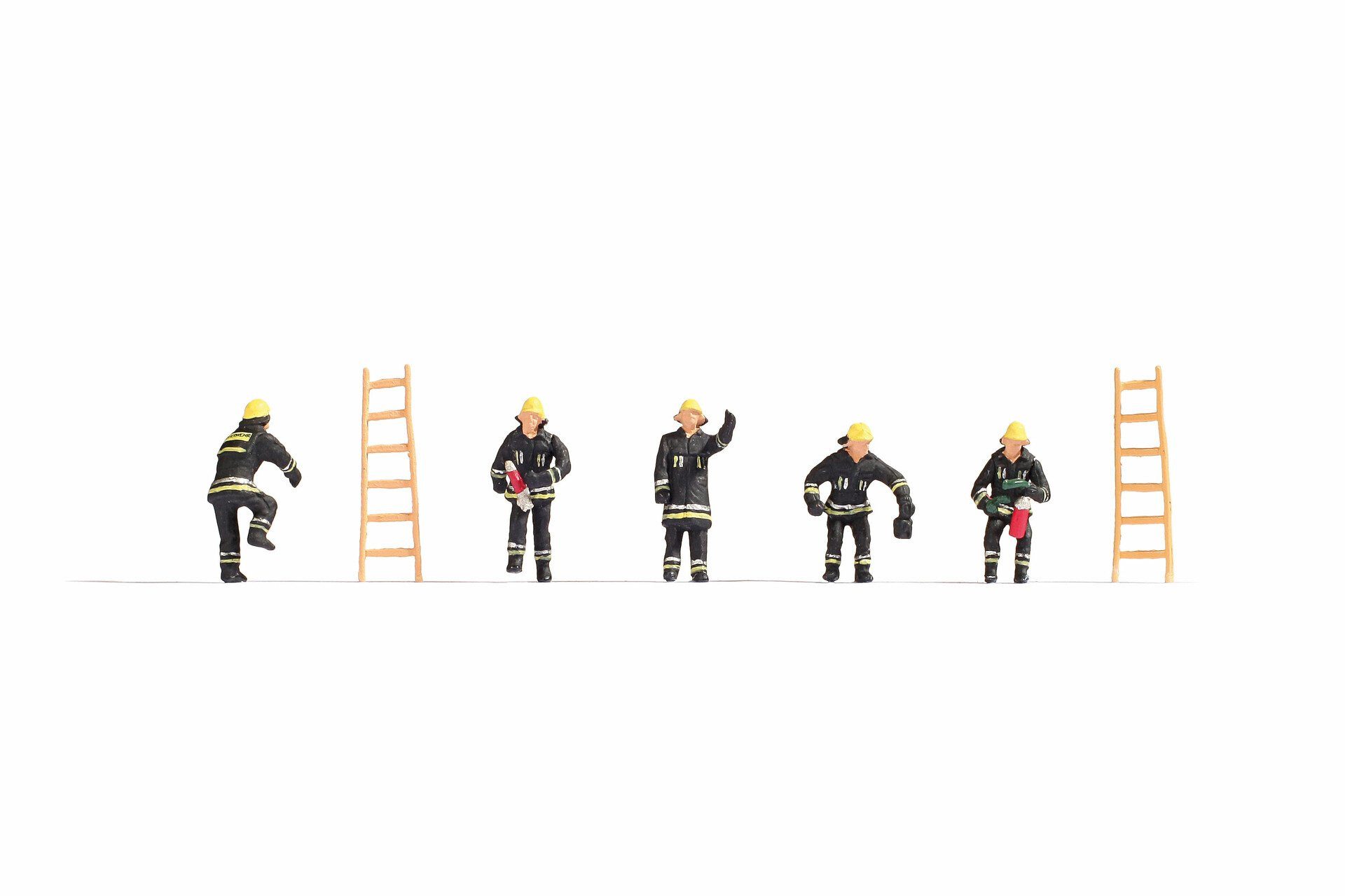 Dekofigur Feuerwehr, handbemalte Figuren, Set mit 5 Feuerweh