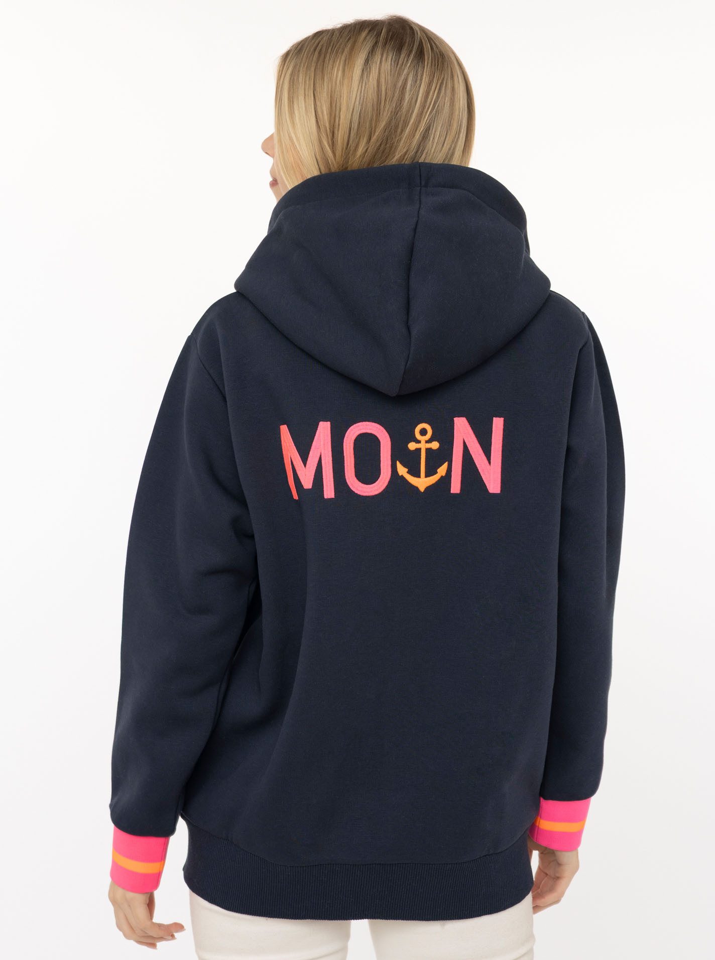 Zwillingsherz Kapuzensweatjacke "Rahel" Langarm, Kapuze, Reißverschluss, modisch, Schriftzug, Taschen – Bild 2 von 5