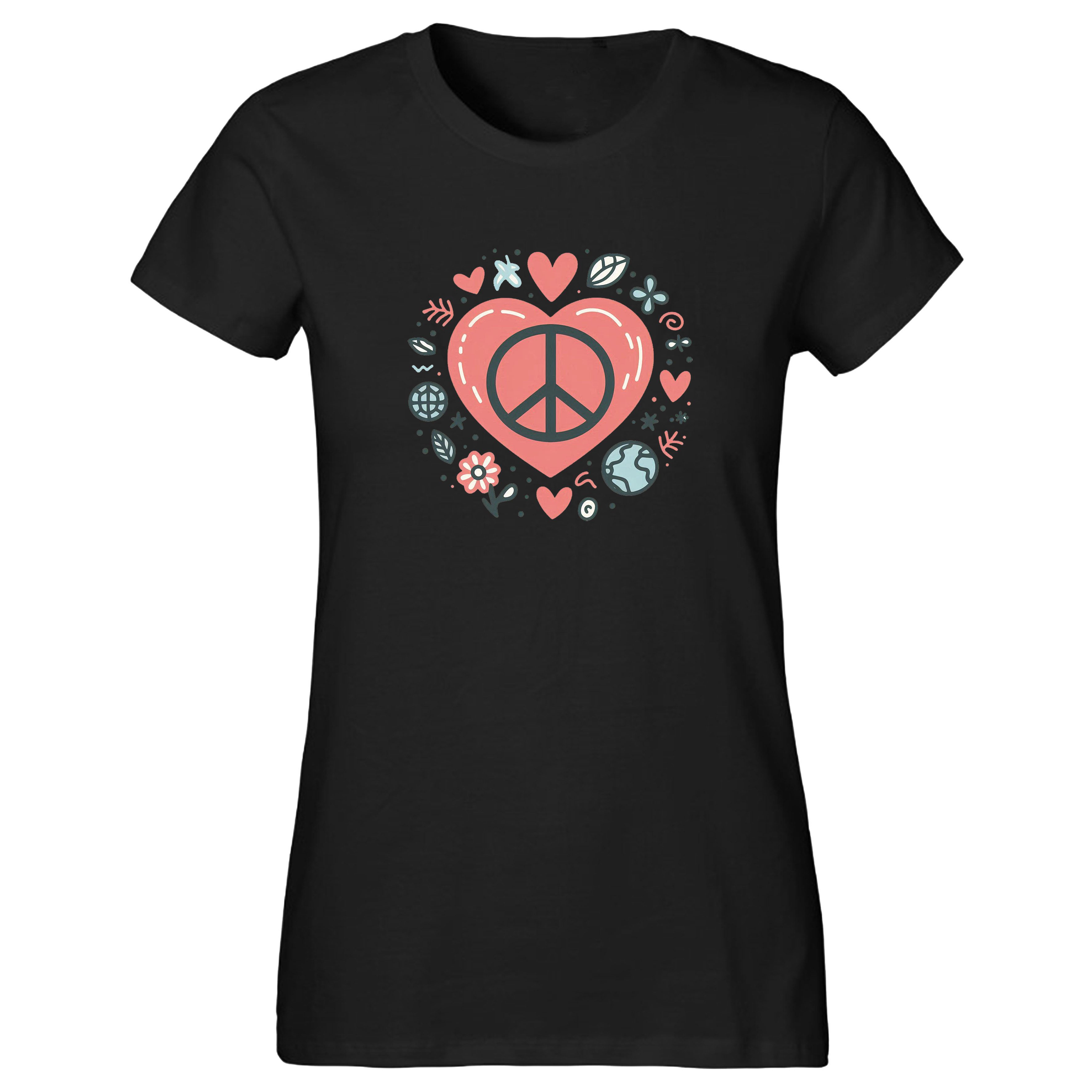 Banco T-Shirt Damen Herz Frieden Liebe Sommershirt Kurzarm langlebiger Druc günstig online kaufen