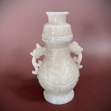 Asien LifeStyle Tischvase Jade Vase China Drachen Henkel