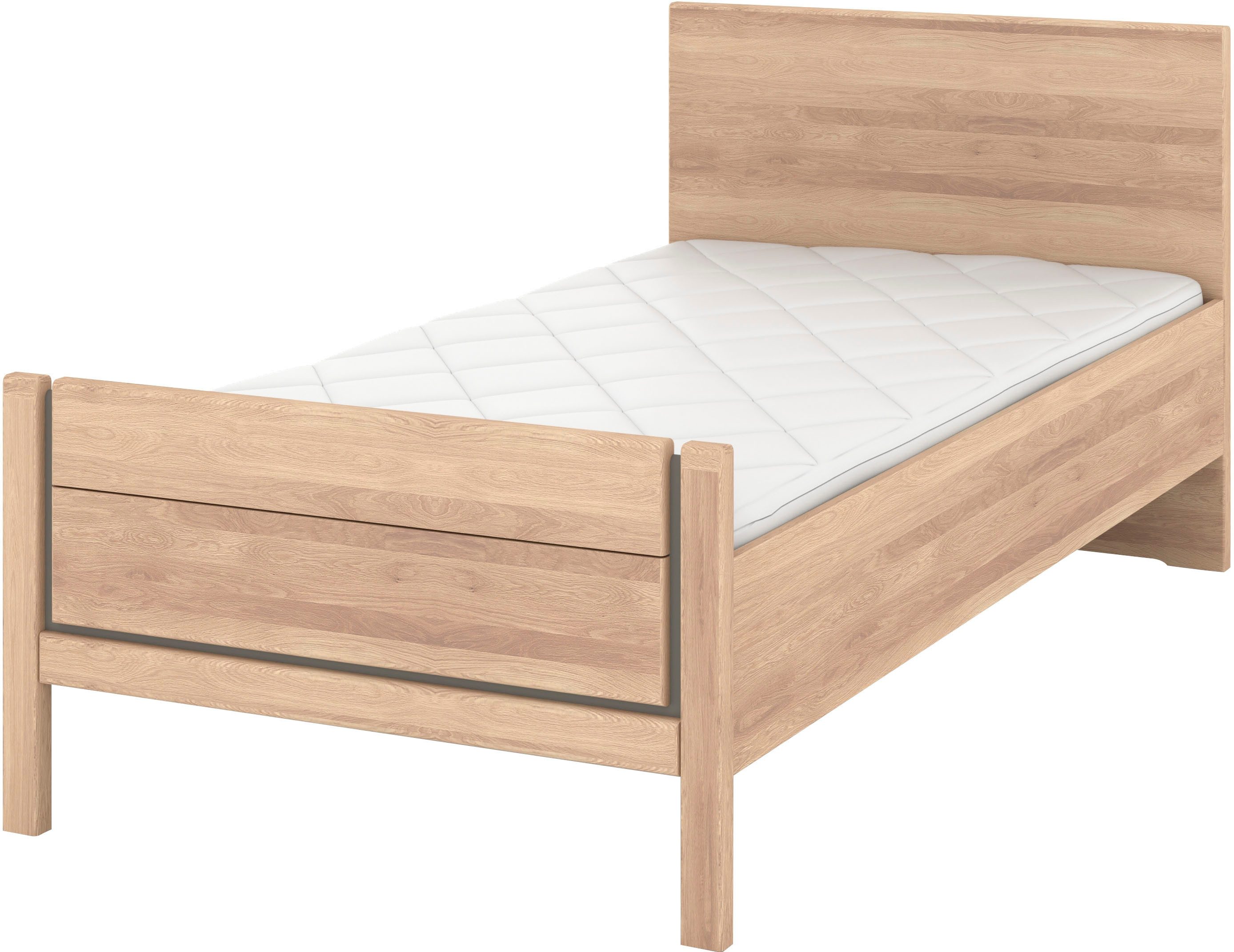 Musterring Holzbett Sorrent, Bettgestell, Bettrahmen, teilmassiv Eiche (MADE IN GERMANY), Eiche teilmassiv, Liegehöhenverstellung, Stollenfußteil
