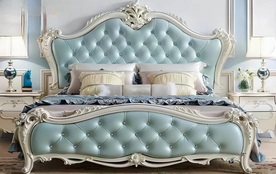 JVmoebel Polsterbett JVMoebel Komfortbett im Retro-Look mit Lederpolsterung und Schubladen