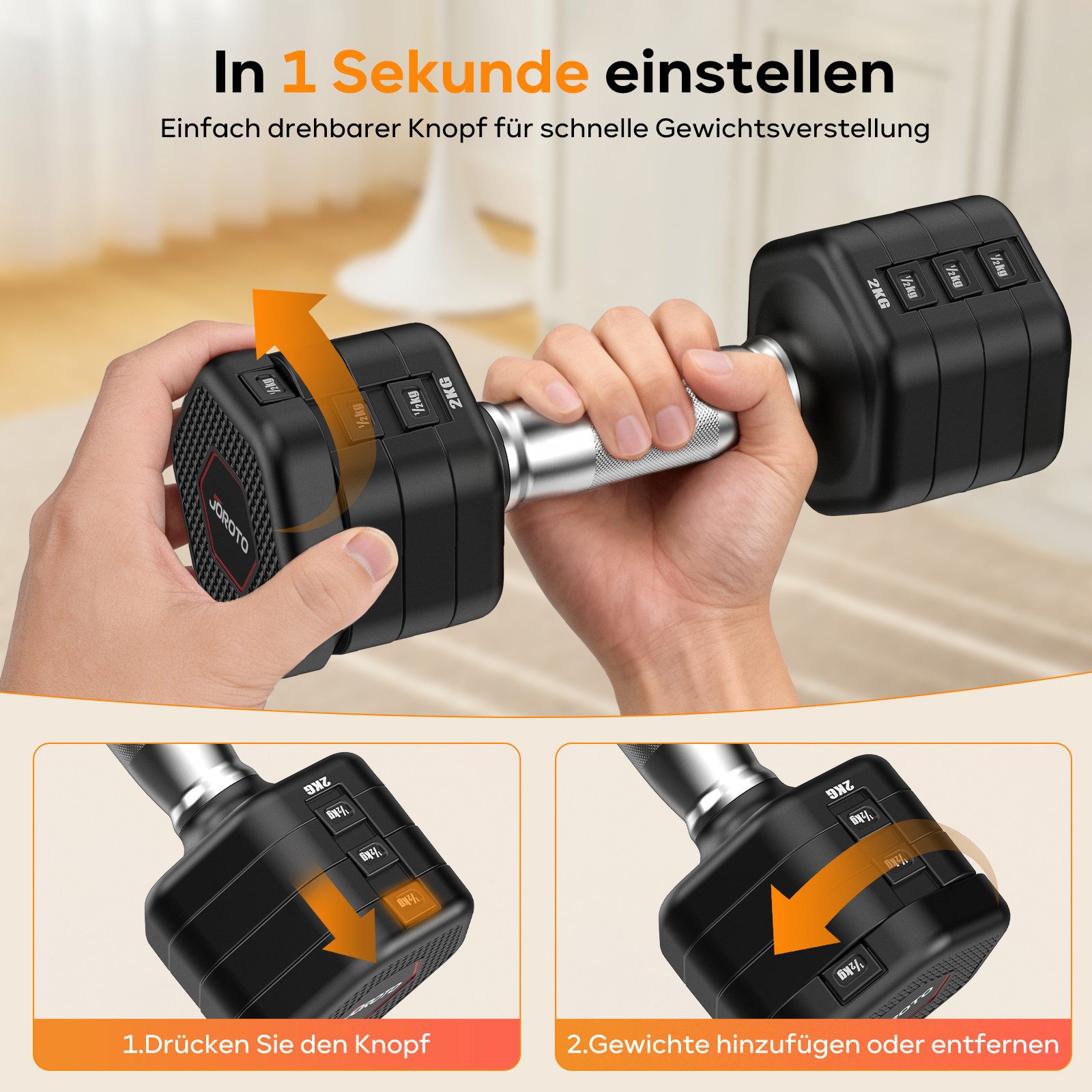JOROTO Hantel-Set JOROTO Hantelset, 4-in-1 verstellbares zweiteiliges Hantelset, 2-5 kg