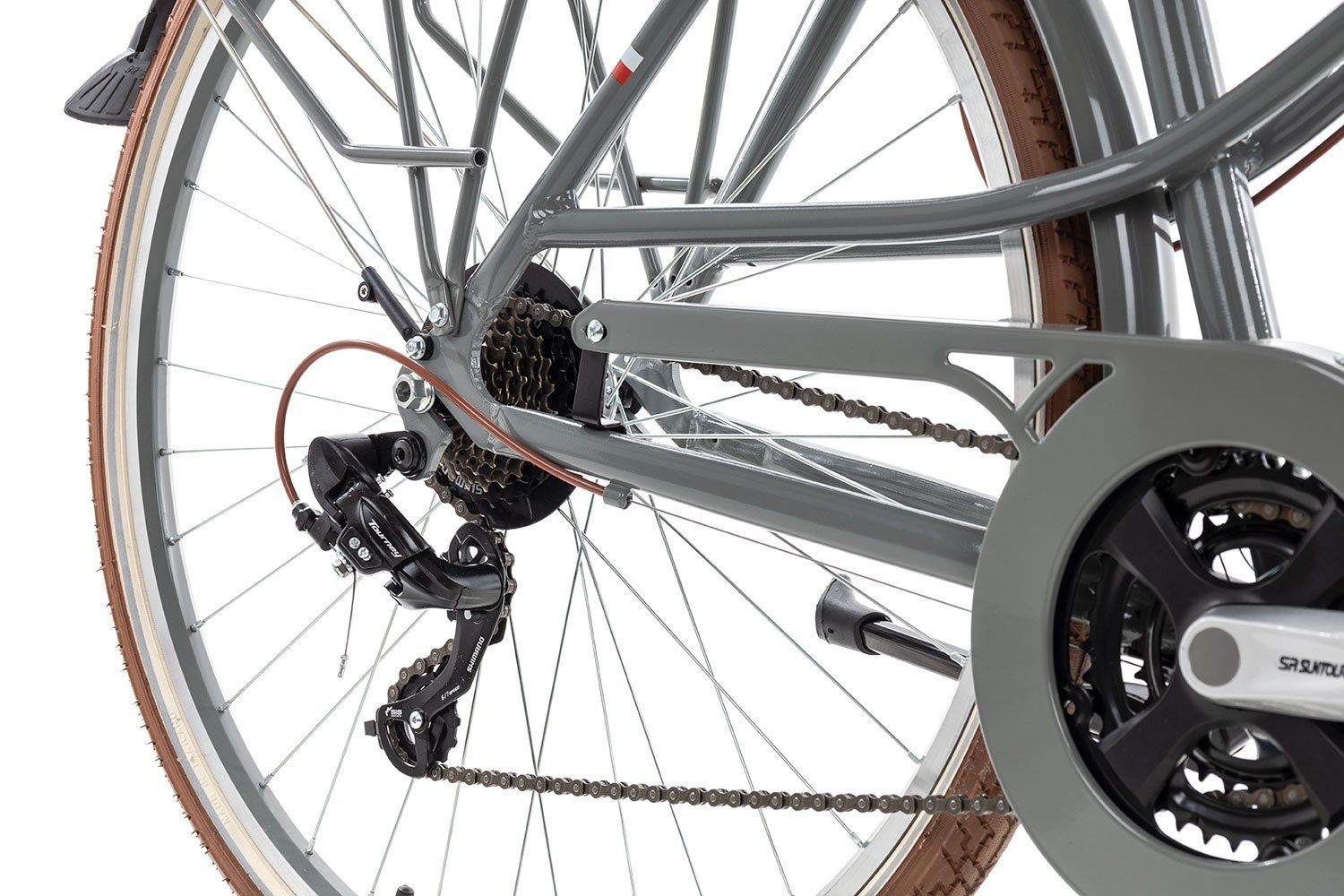 Bergrausch Trekkingrad Marlies 21, 21 Gang Shimano Tourney 21 Schaltwerk, Kettenschaltung, Cityrad Damenrad 28 Zoll tiefer Einstieg schwarz/grau